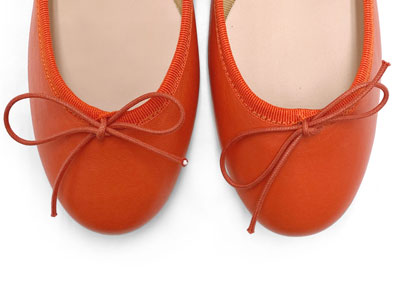 Pumpkin orange leather ballet flats