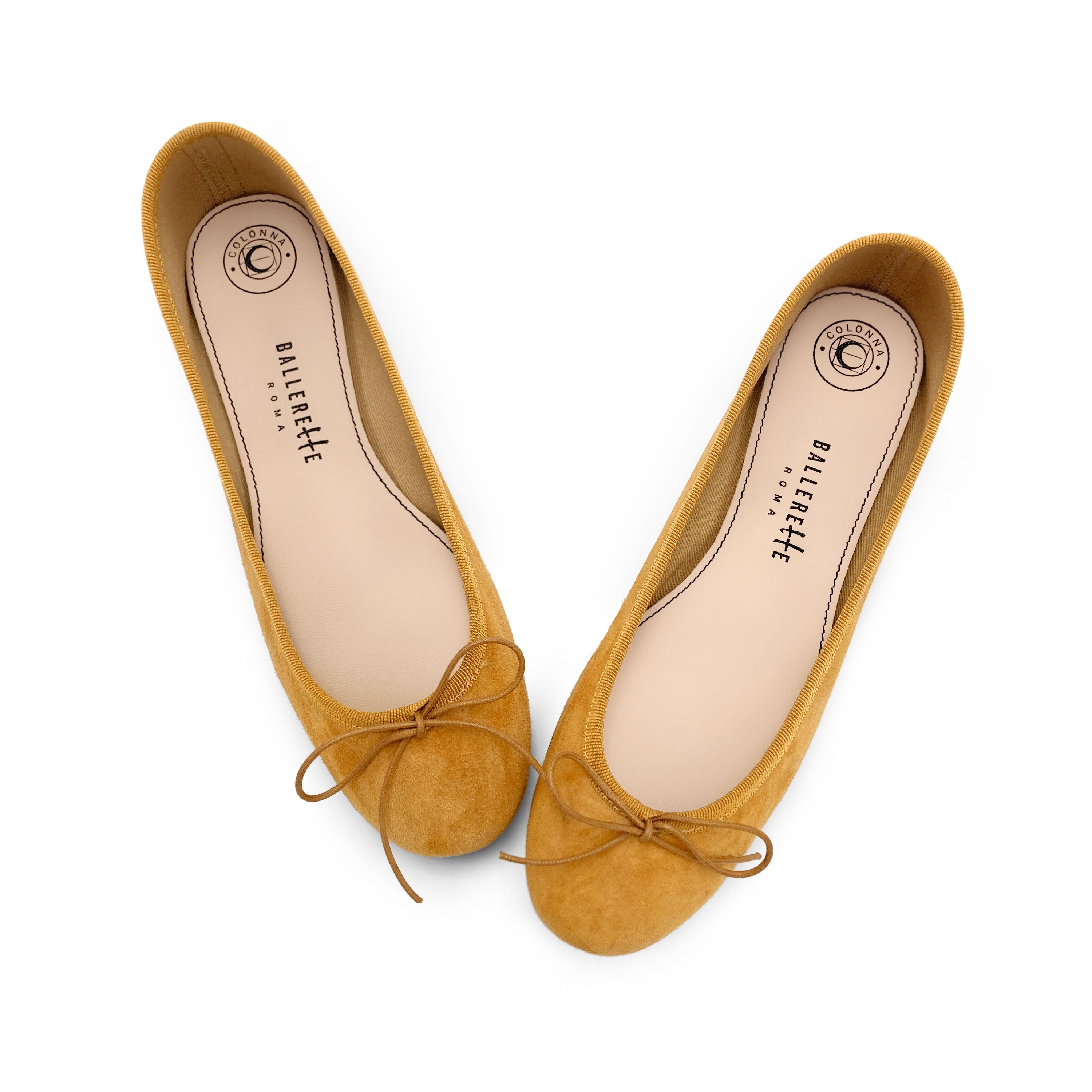 Mustard yellow suede ballet flats