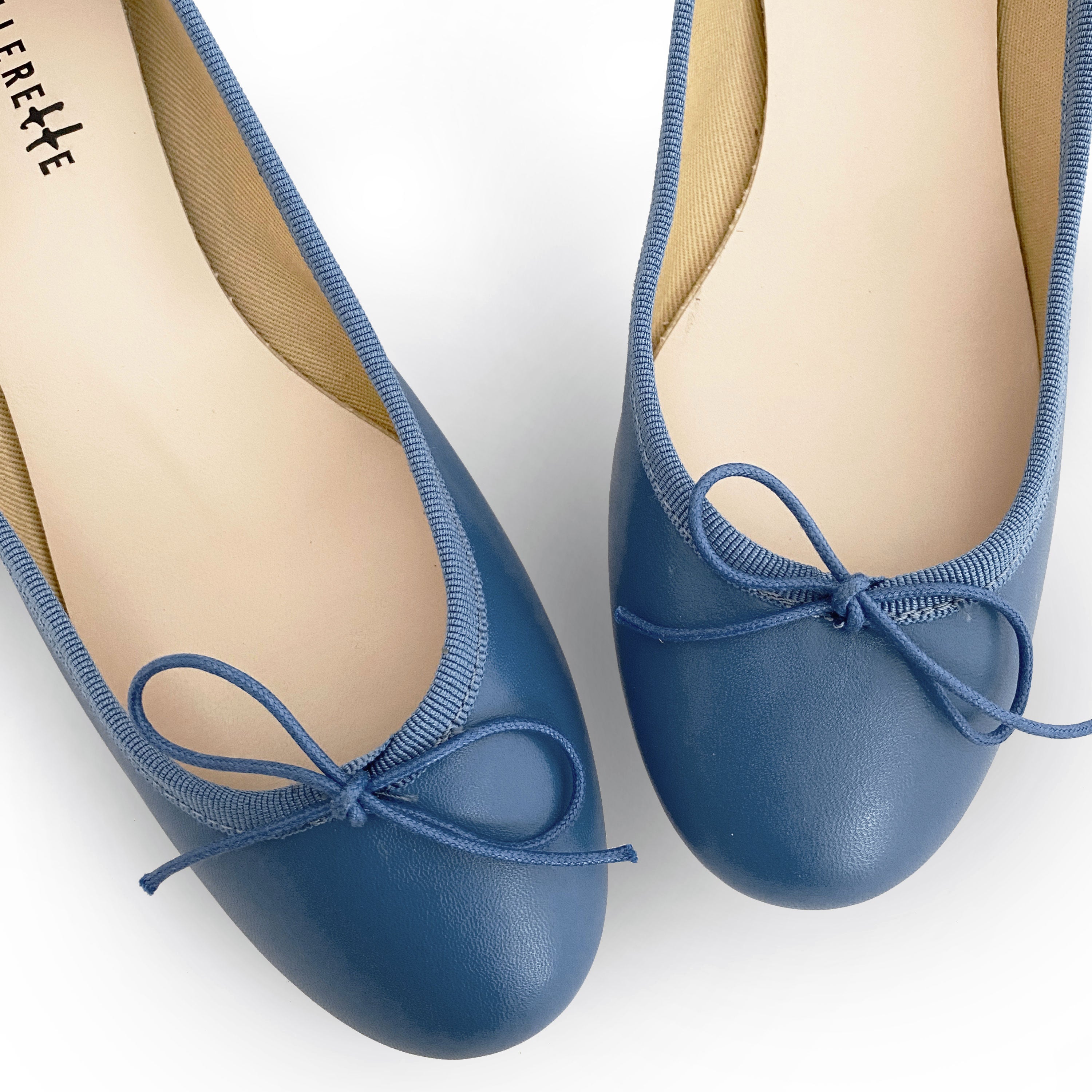 Indigo leather ballet flats