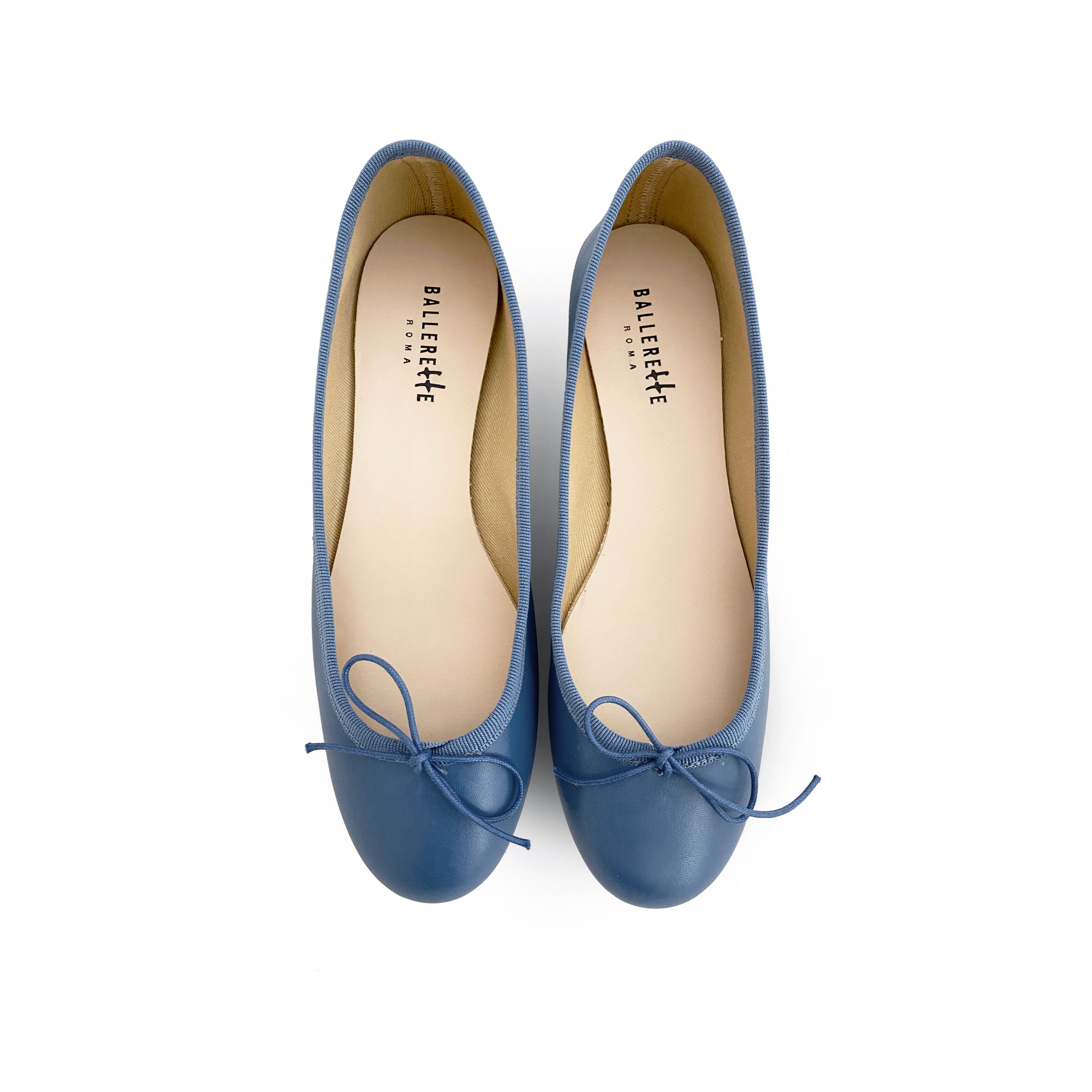 Indigo leather ballet flats