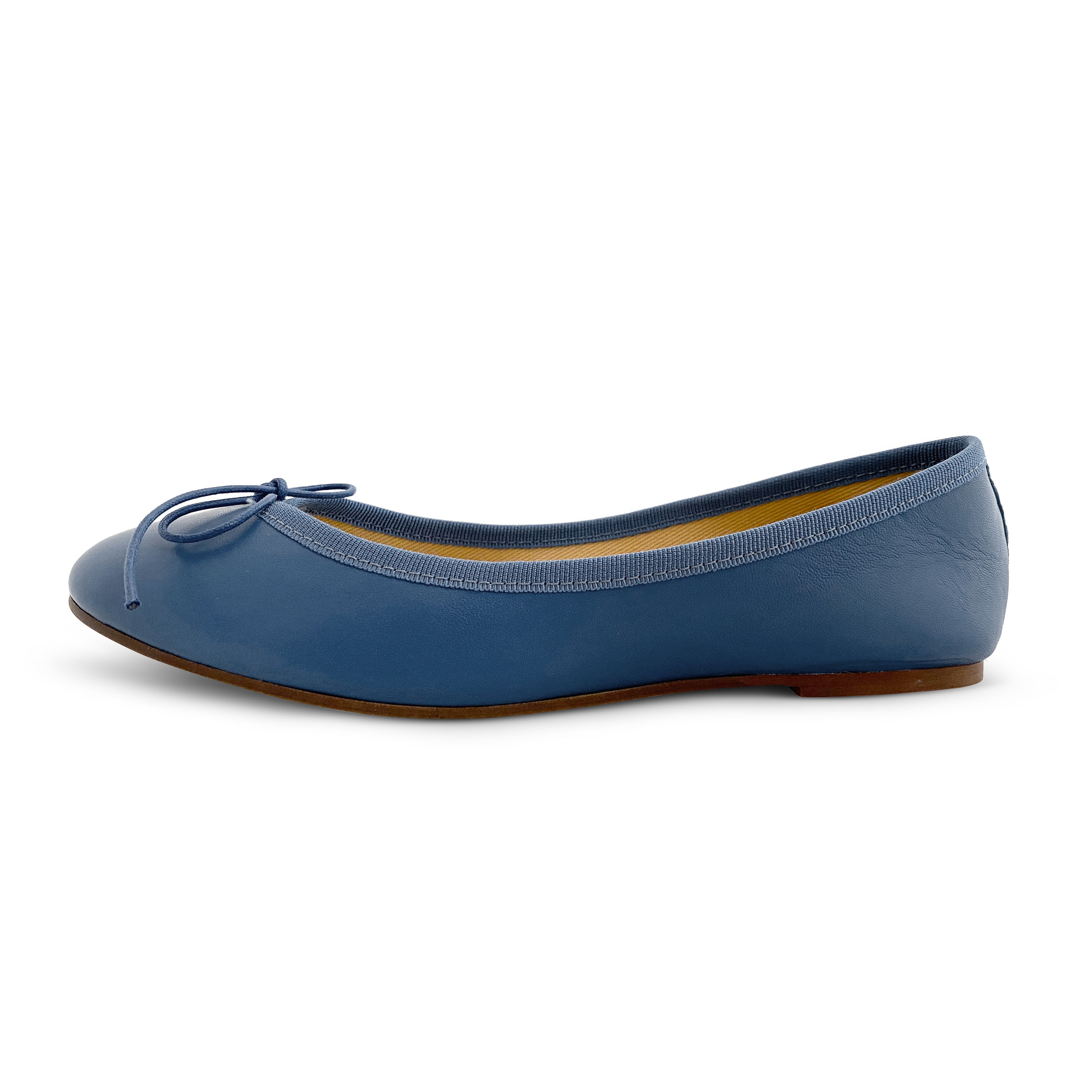 Indigo leather ballet flats