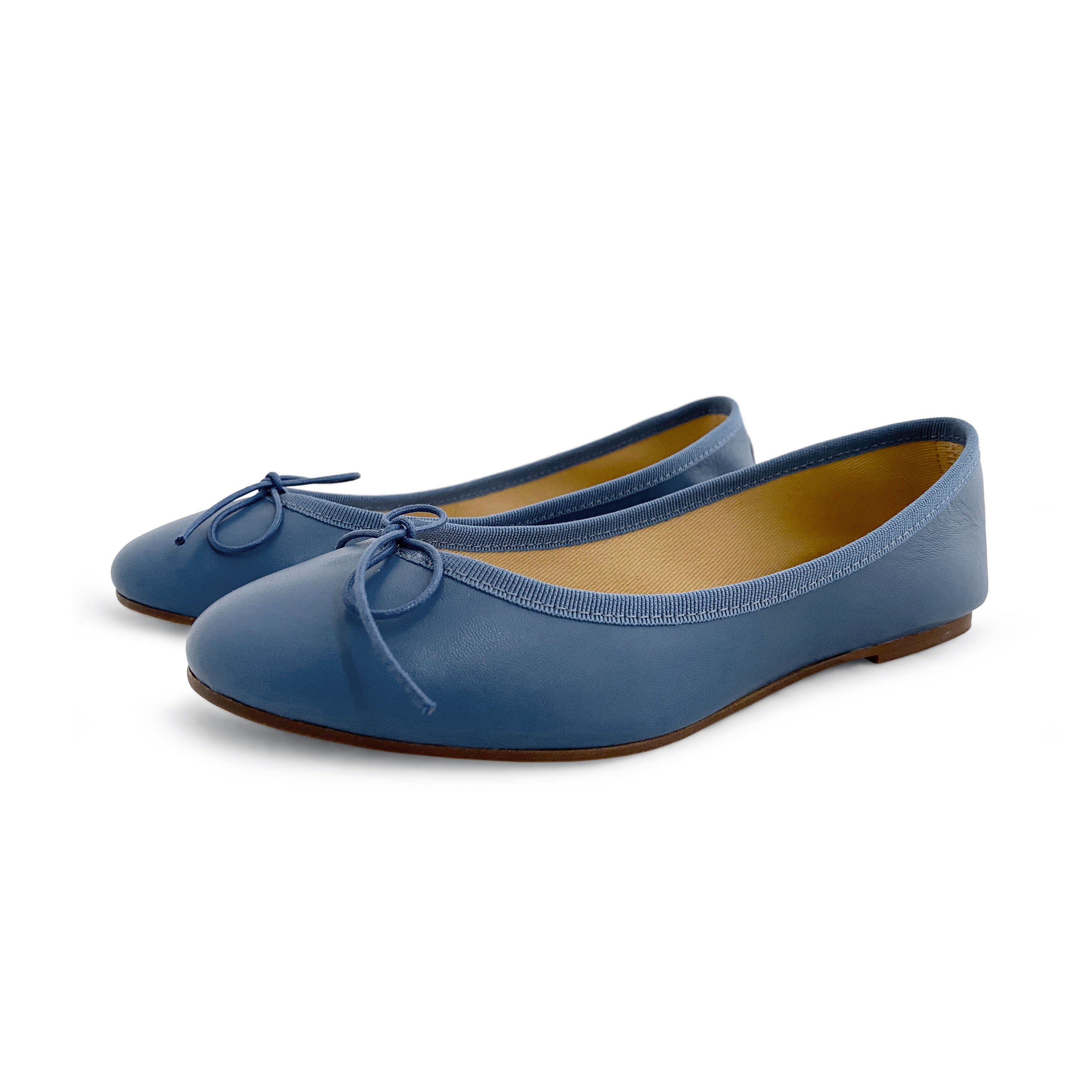 Indigo leather ballet flats