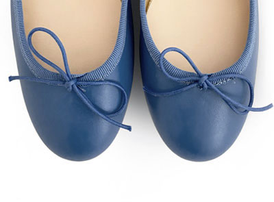 Indigo leather ballet flats