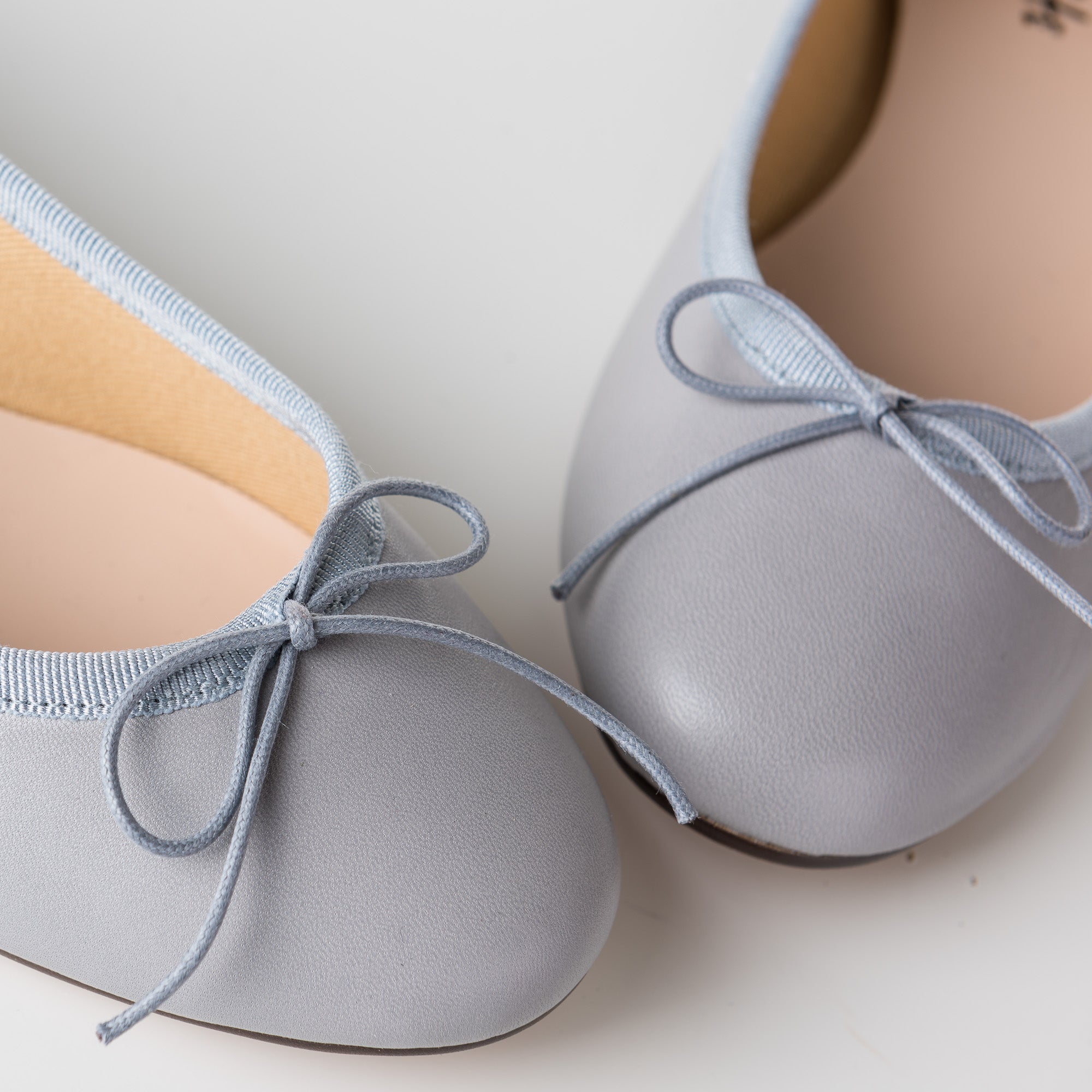 Light gray leather ballet flats