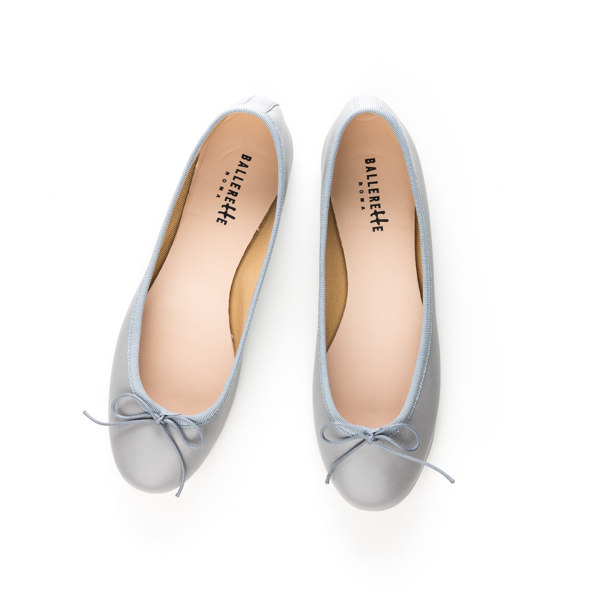 Light gray leather ballet flats