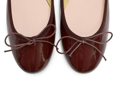 Burgundy patent leather ballet flats