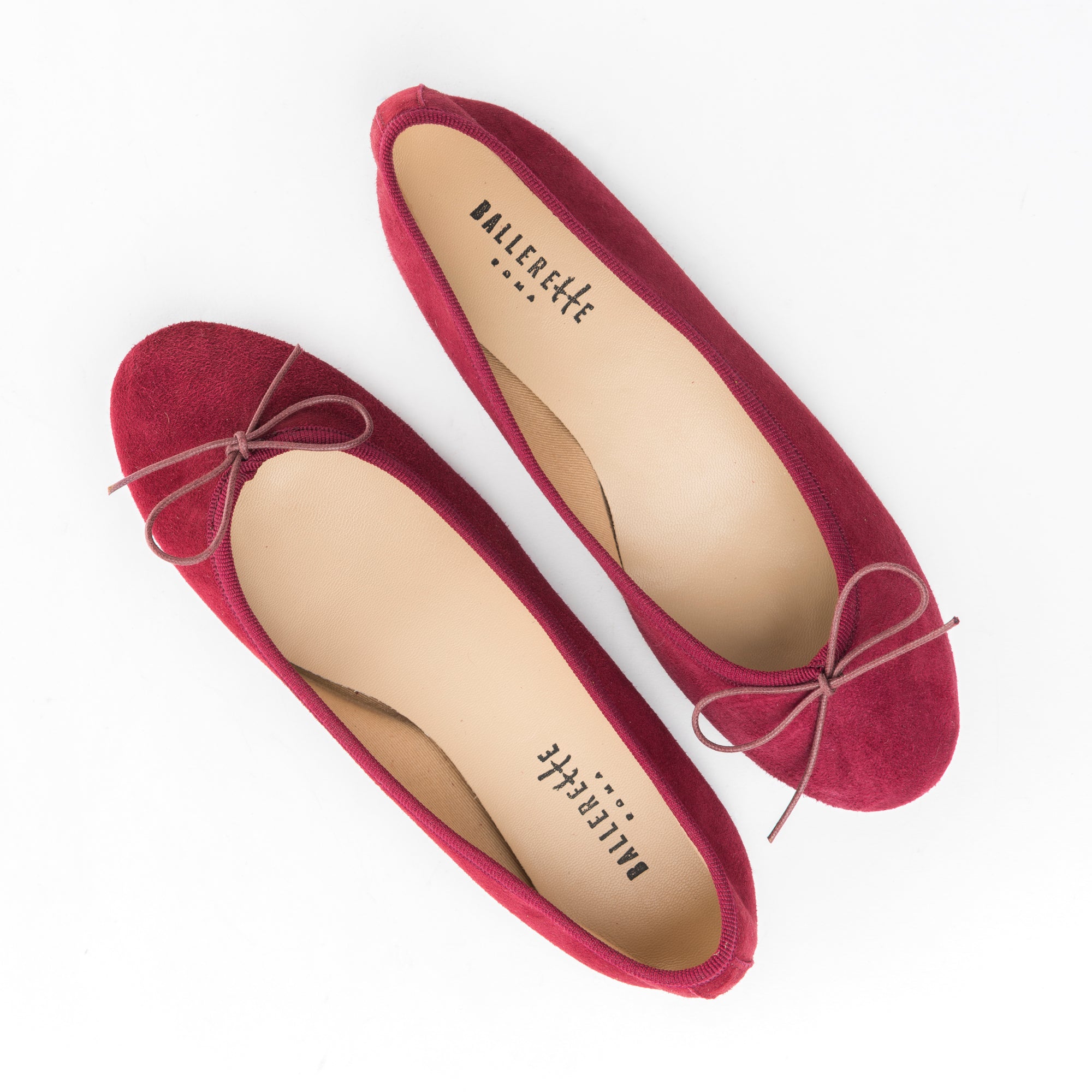 Burgundy suede ballet flats