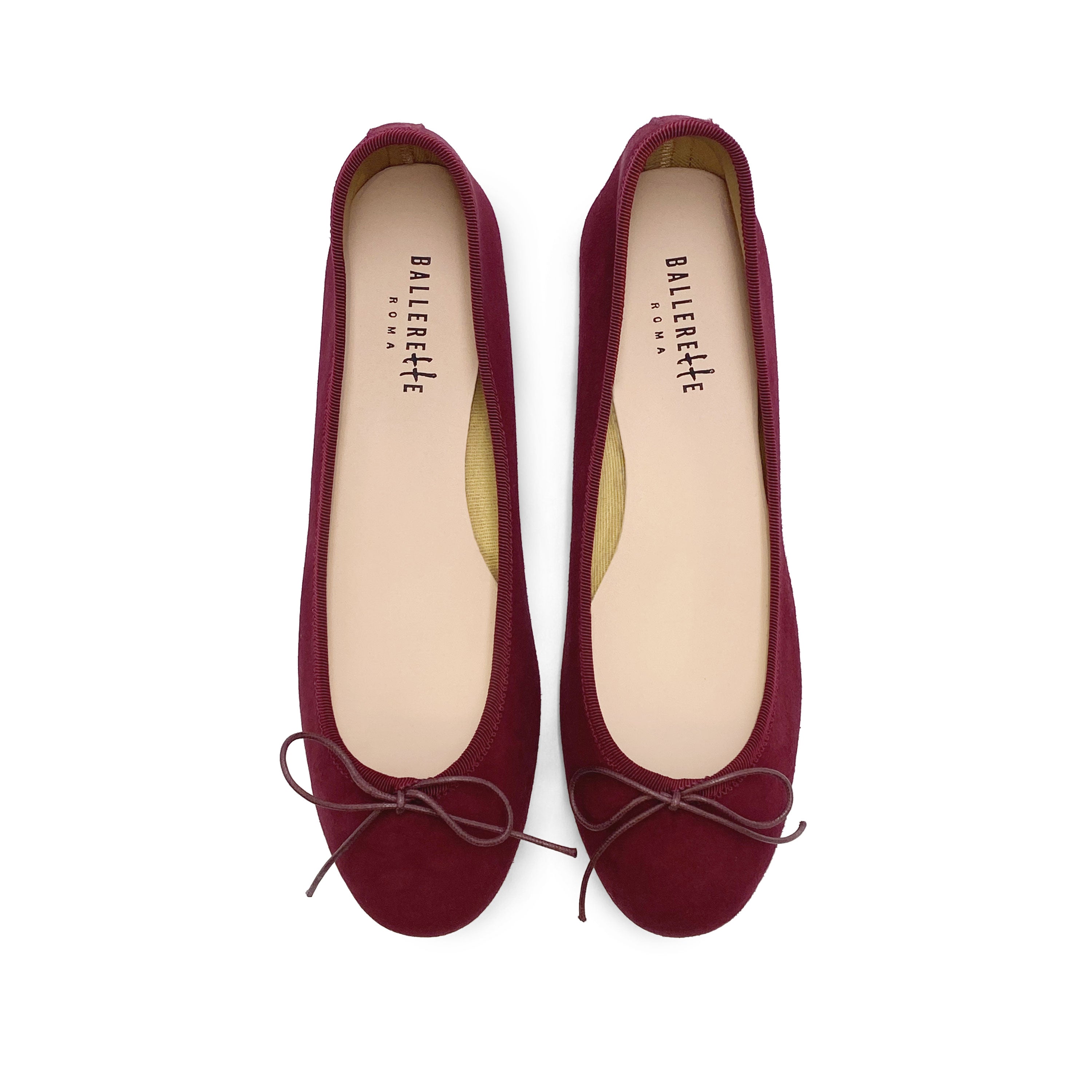 Burgundy suede ballet flats