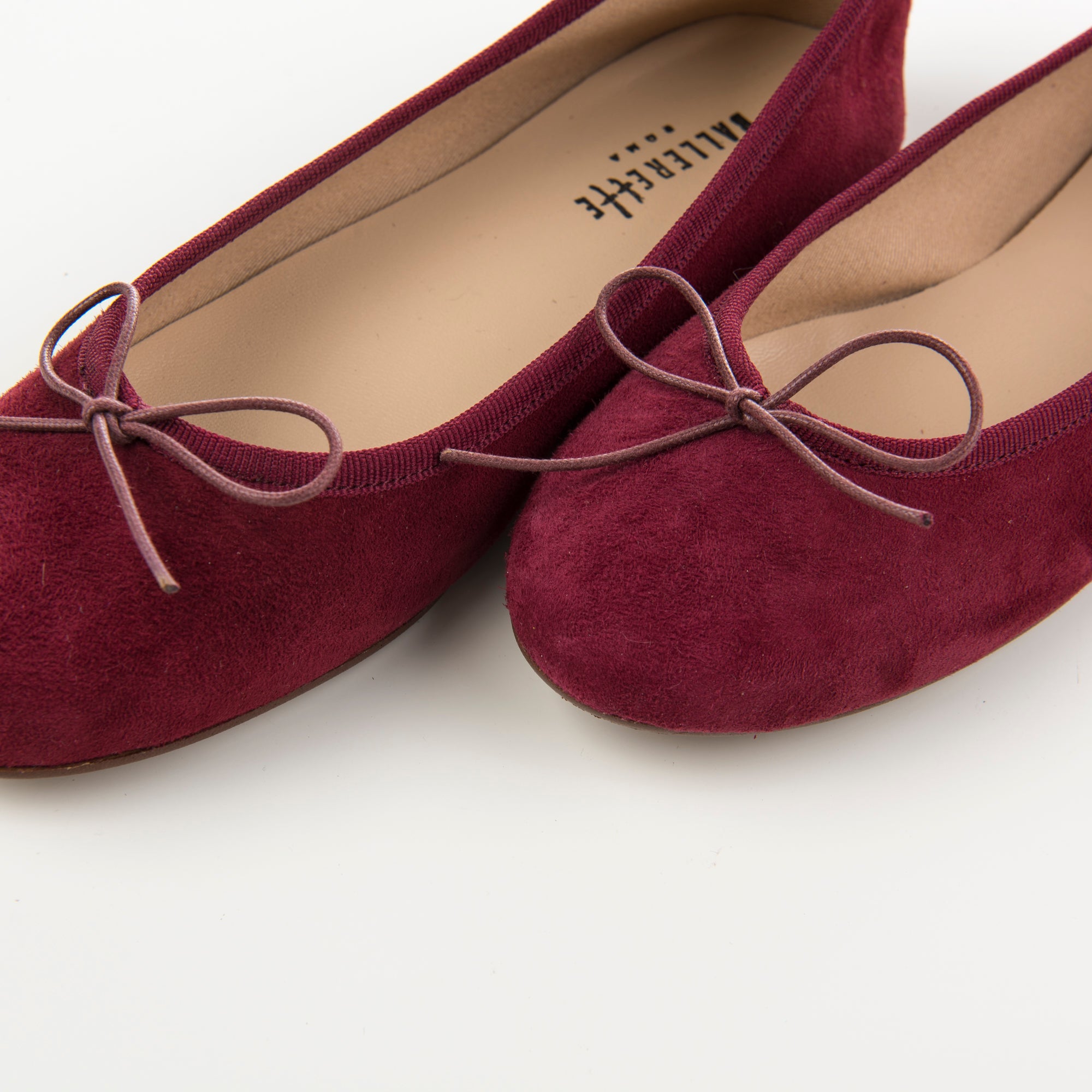 Burgundy suede ballet flats