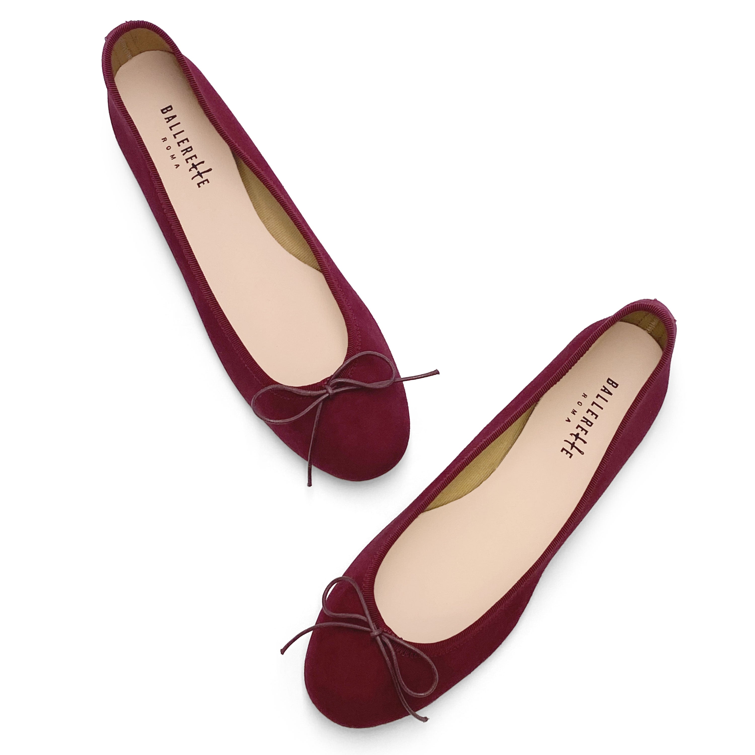 Burgundy suede ballet flats