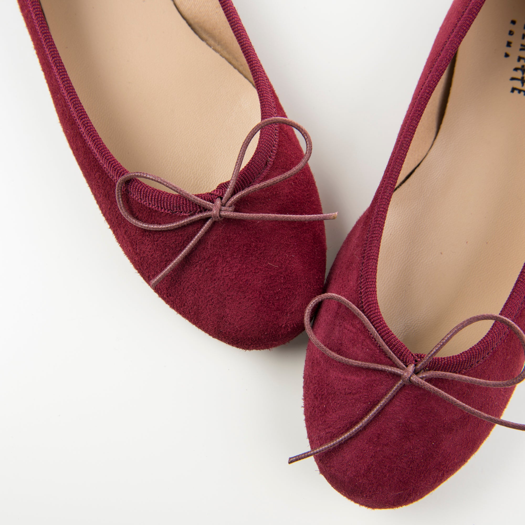 Burgundy suede ballet flats