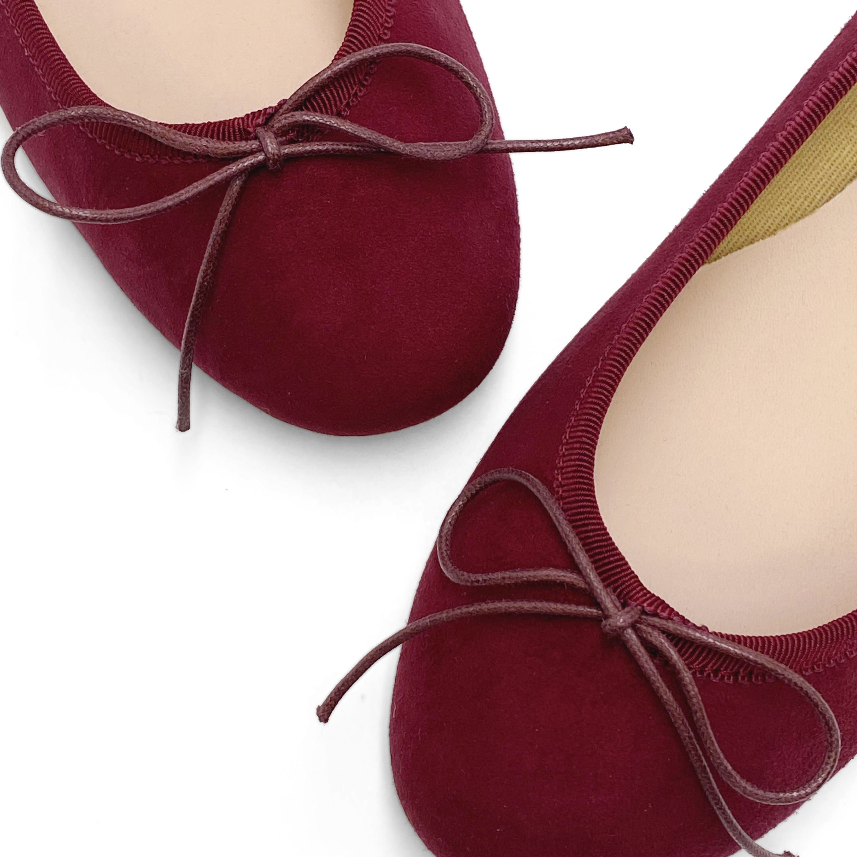 Burgundy suede ballet flats