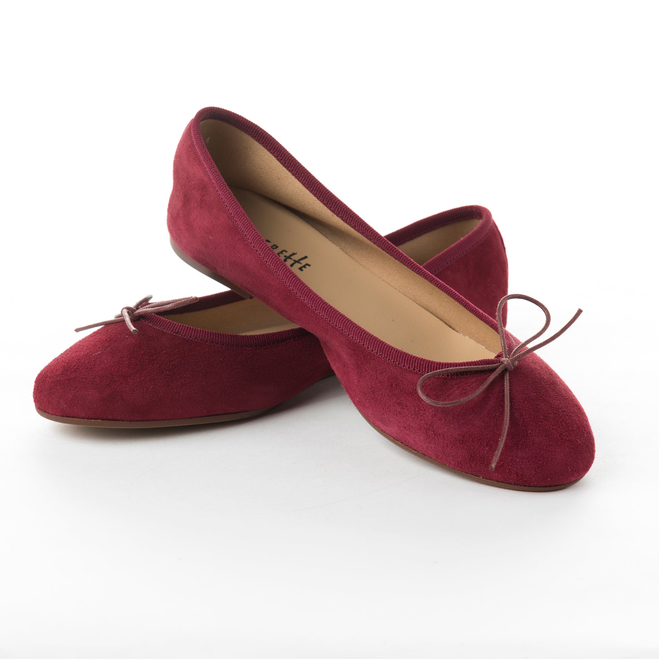 Burgundy suede ballet flats