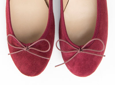 Burgundy suede ballet flats