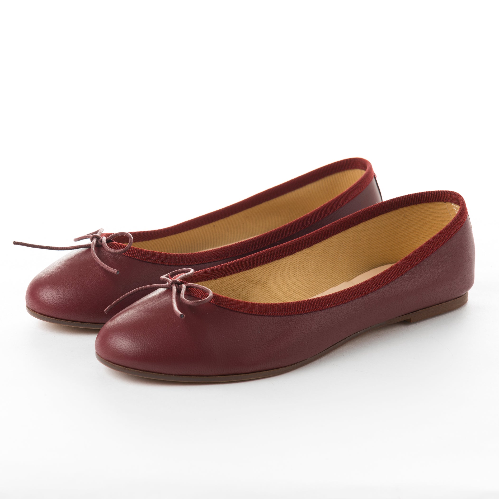 Burgundy leather ballet flats