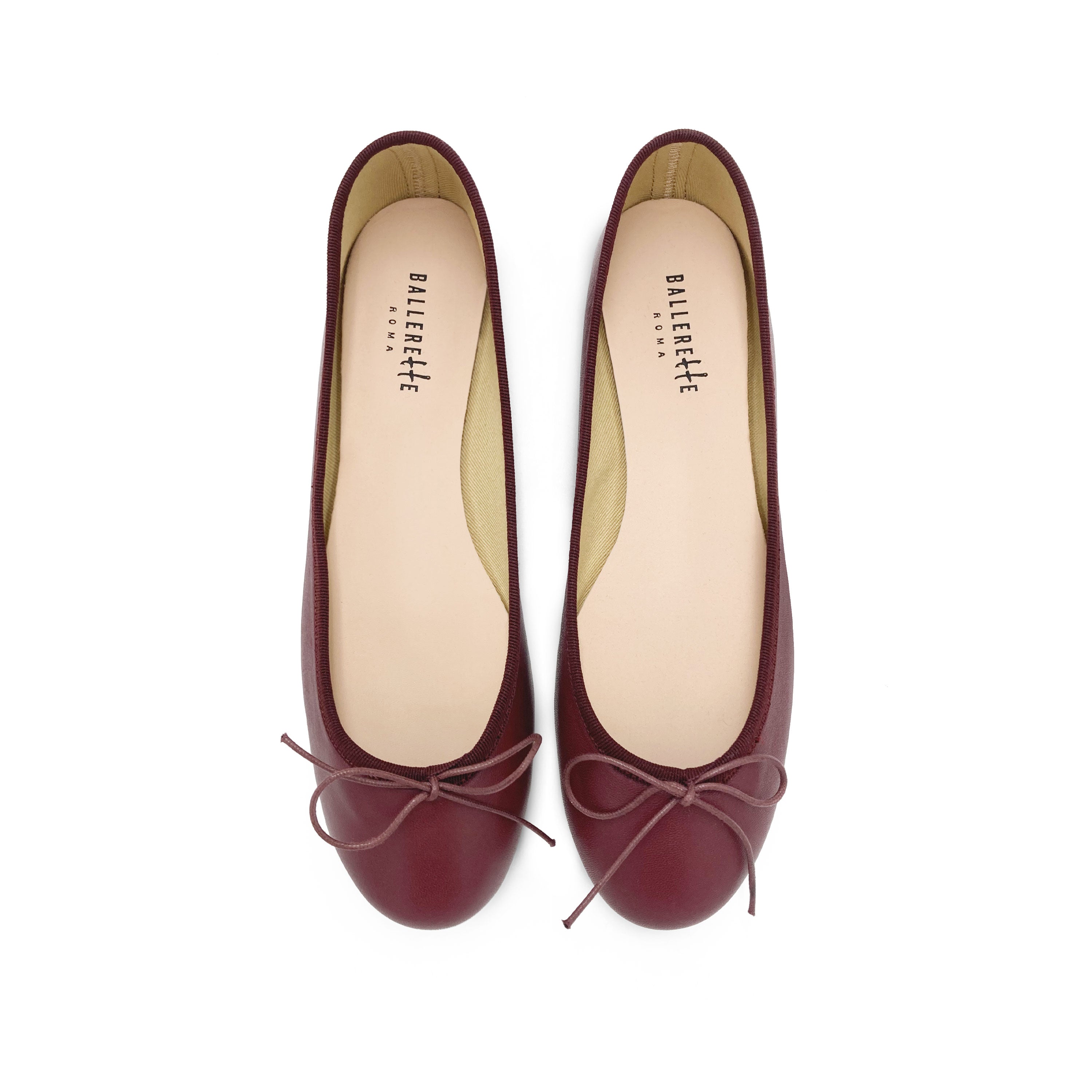 Burgundy leather ballet flats