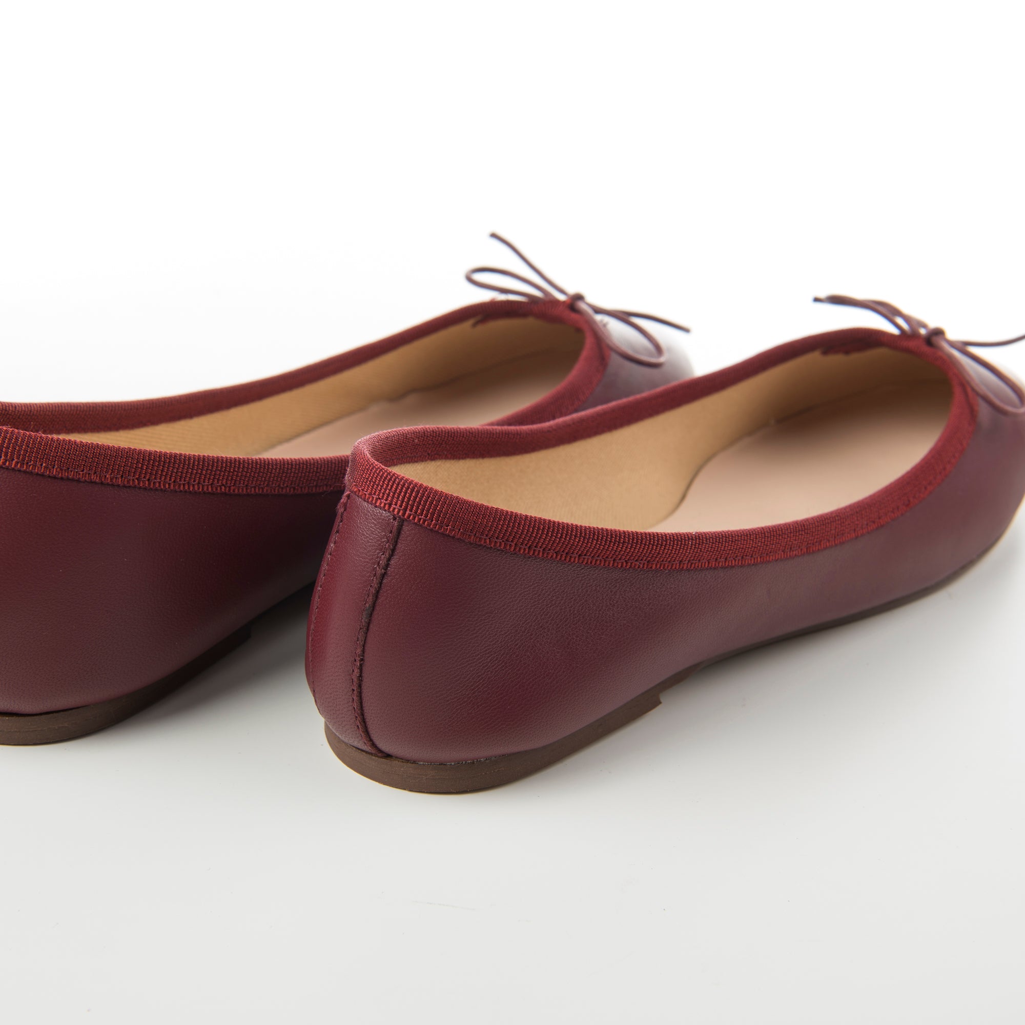 Burgundy leather ballet flats