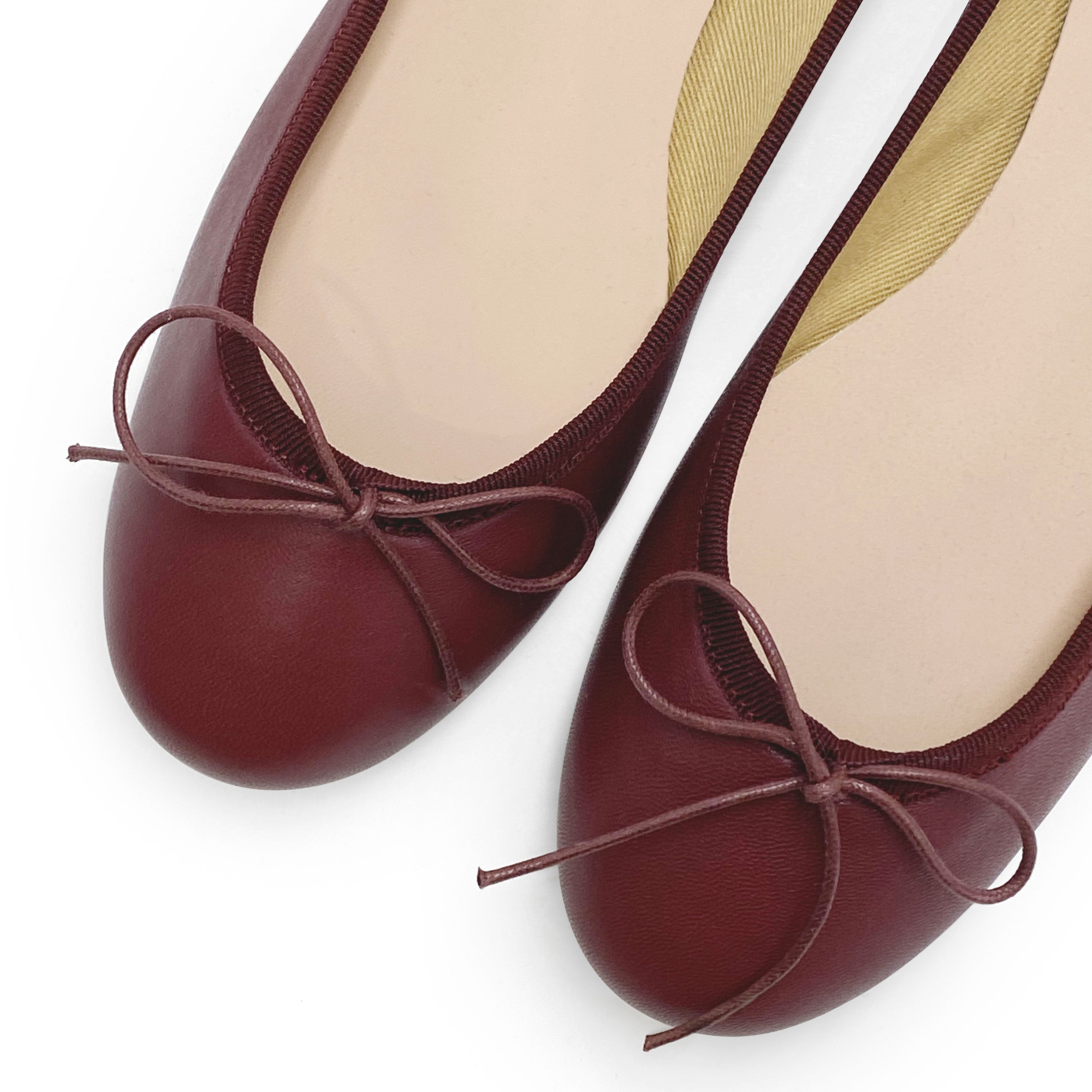 Burgundy leather ballet flats