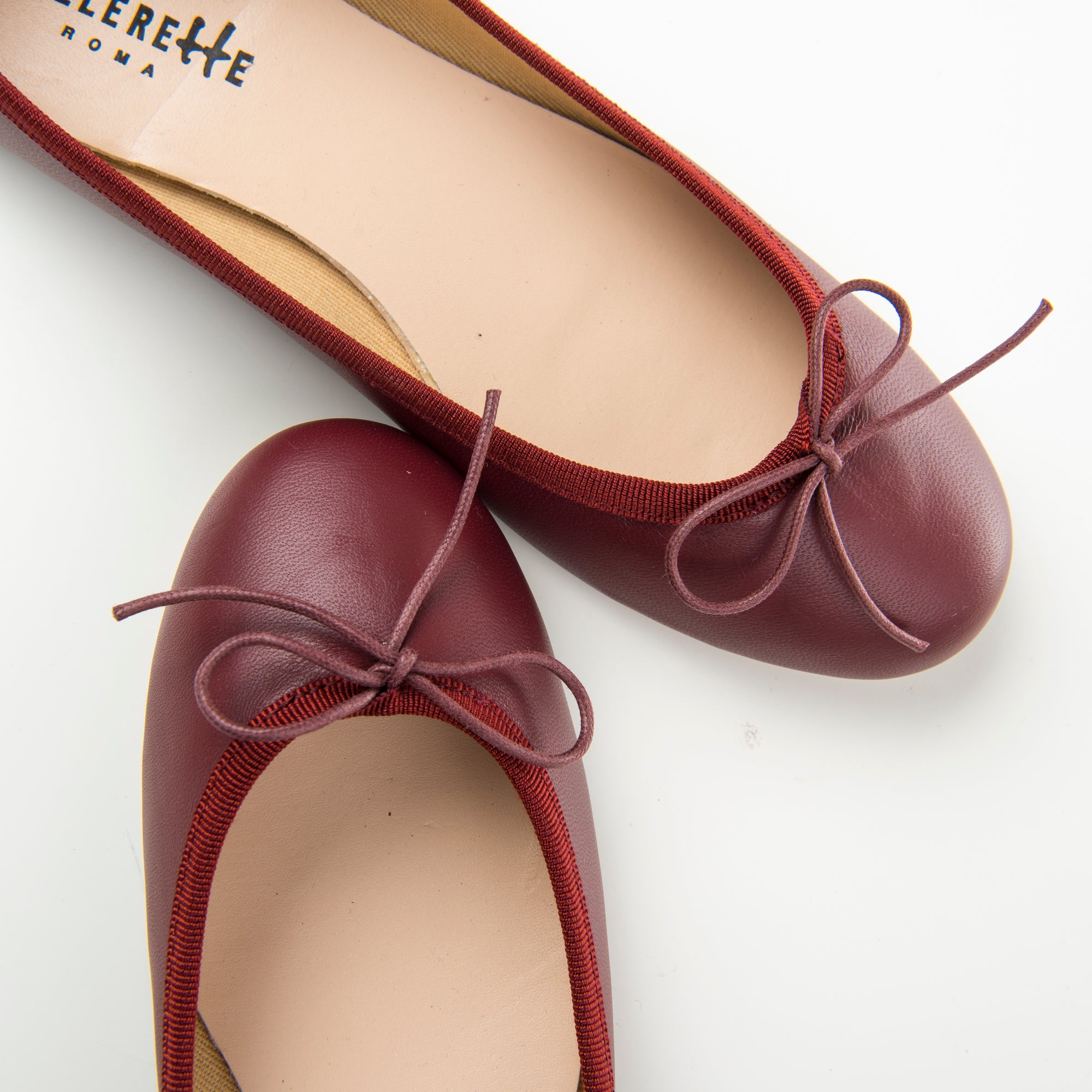 Burgundy leather ballet flats