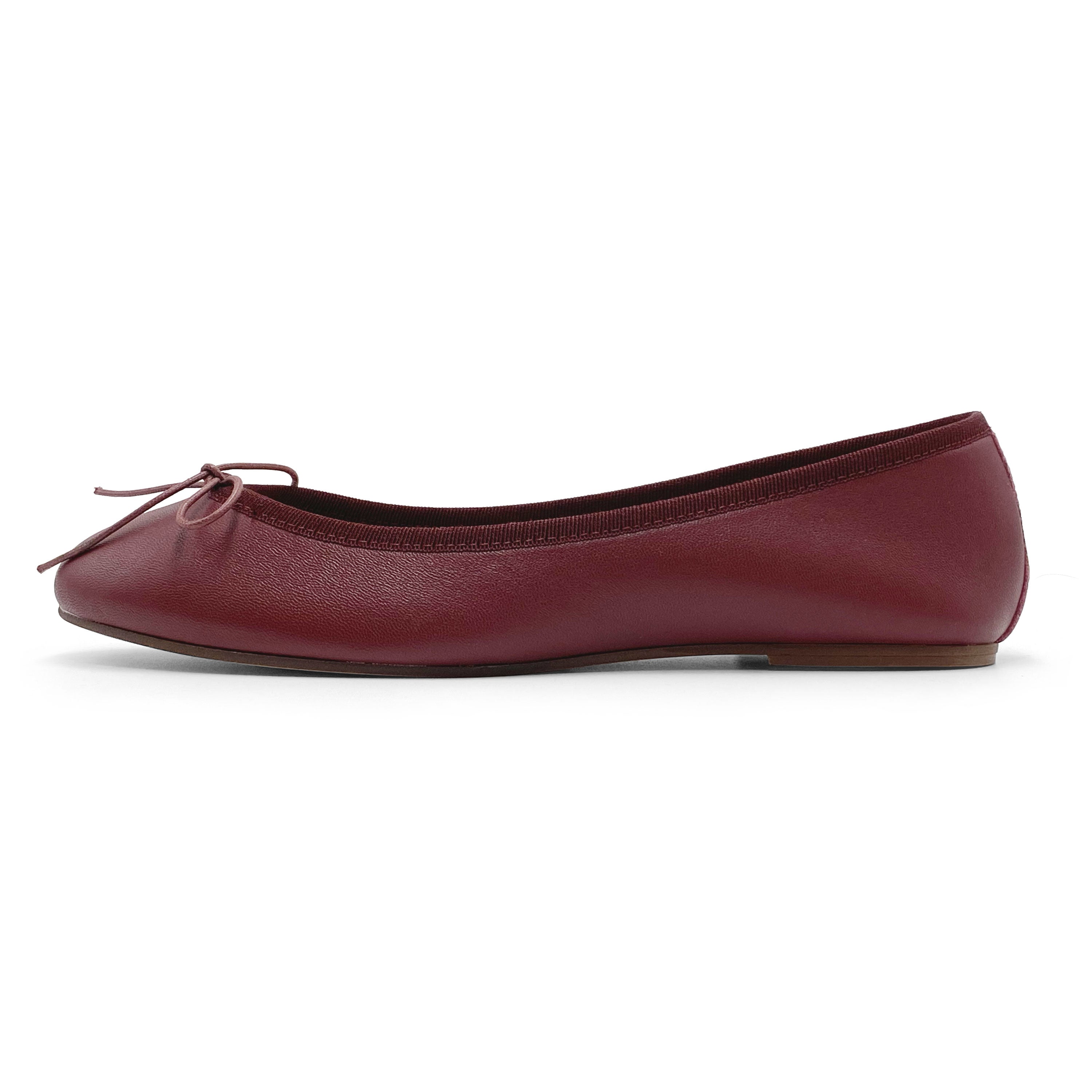 Burgundy leather ballet flats