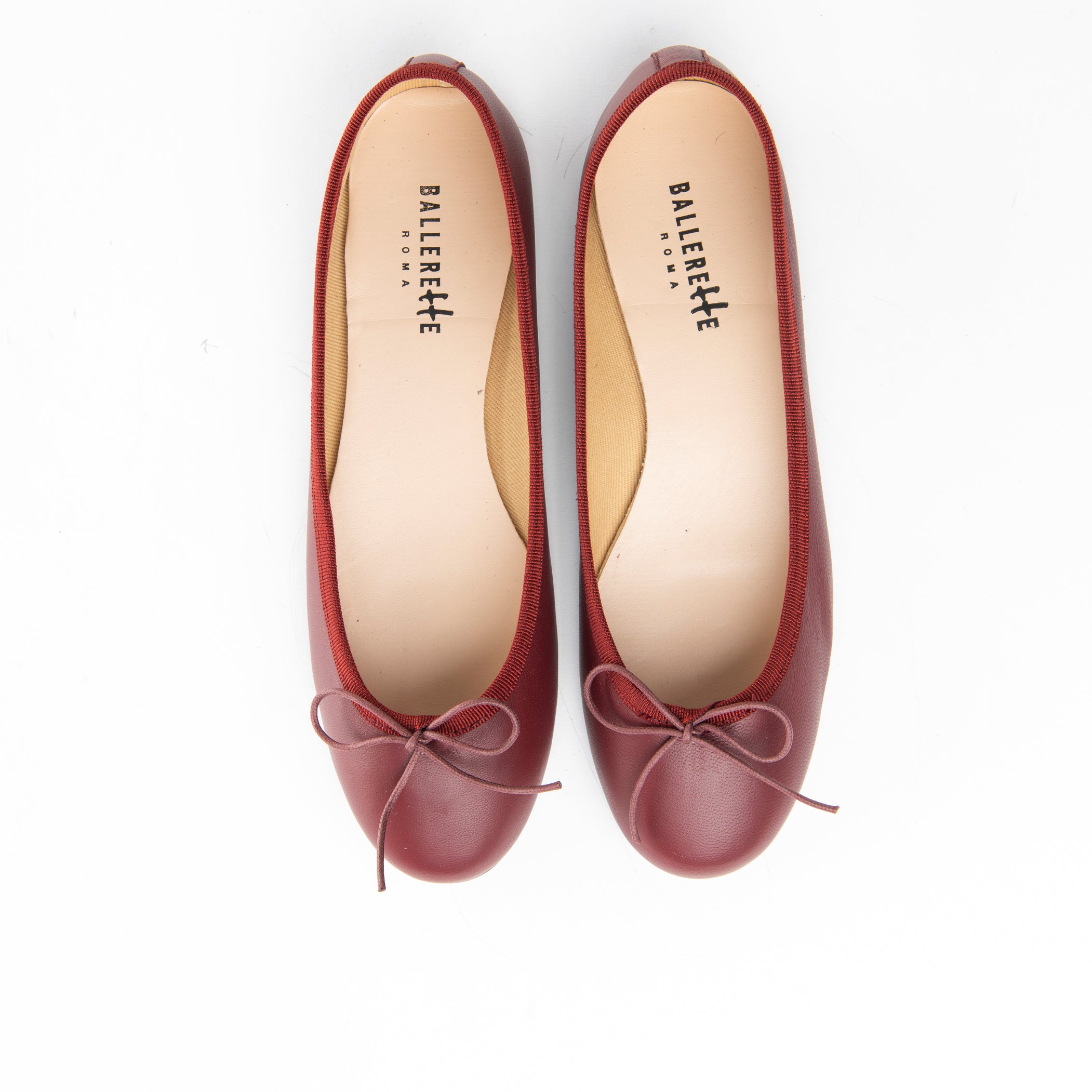 Burgundy leather ballet flats