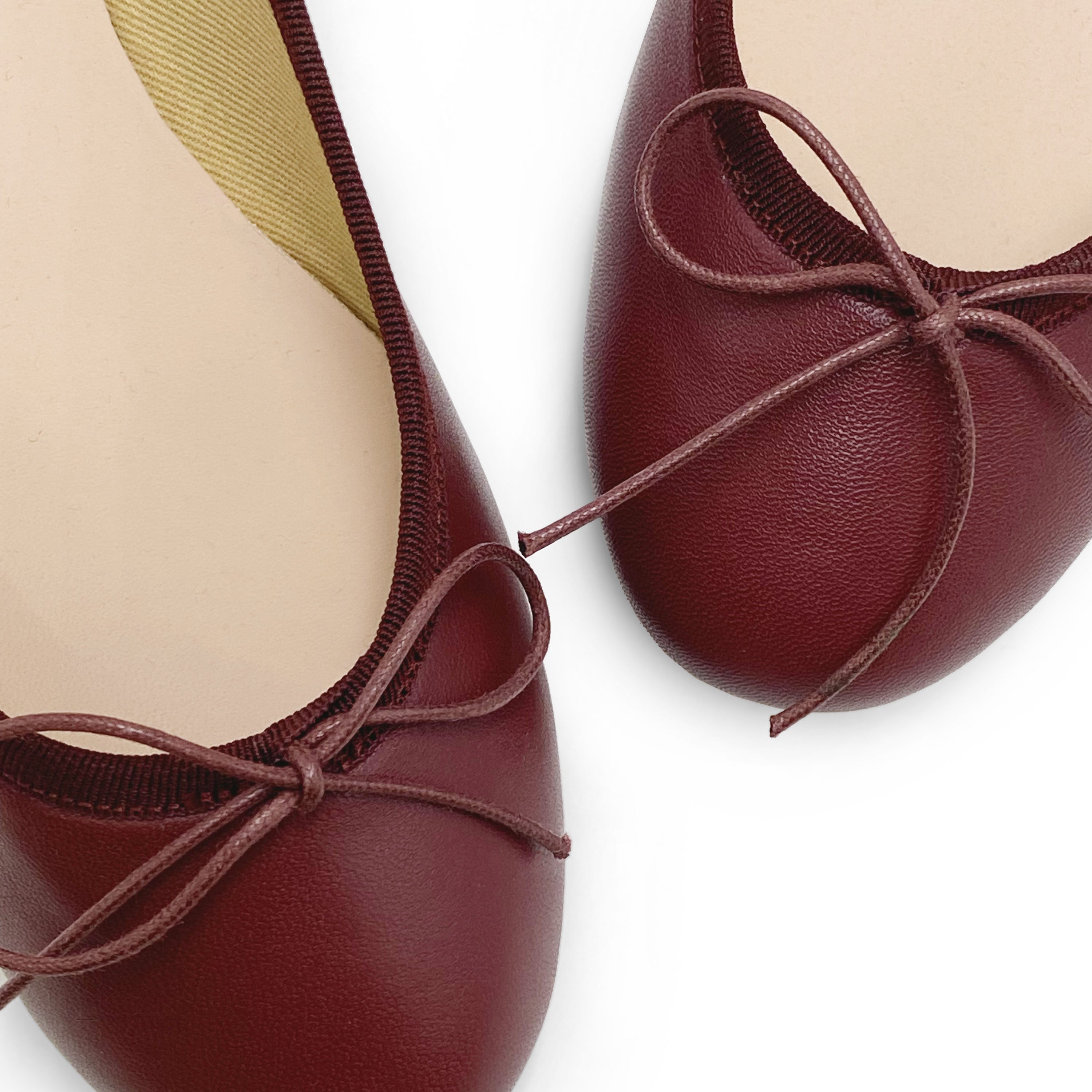 Burgundy leather ballet flats