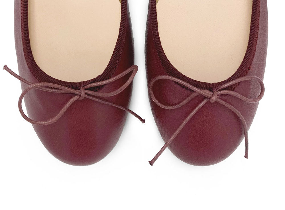 Burgundy leather ballet flats