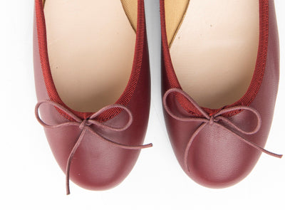 Burgundy leather ballet flats