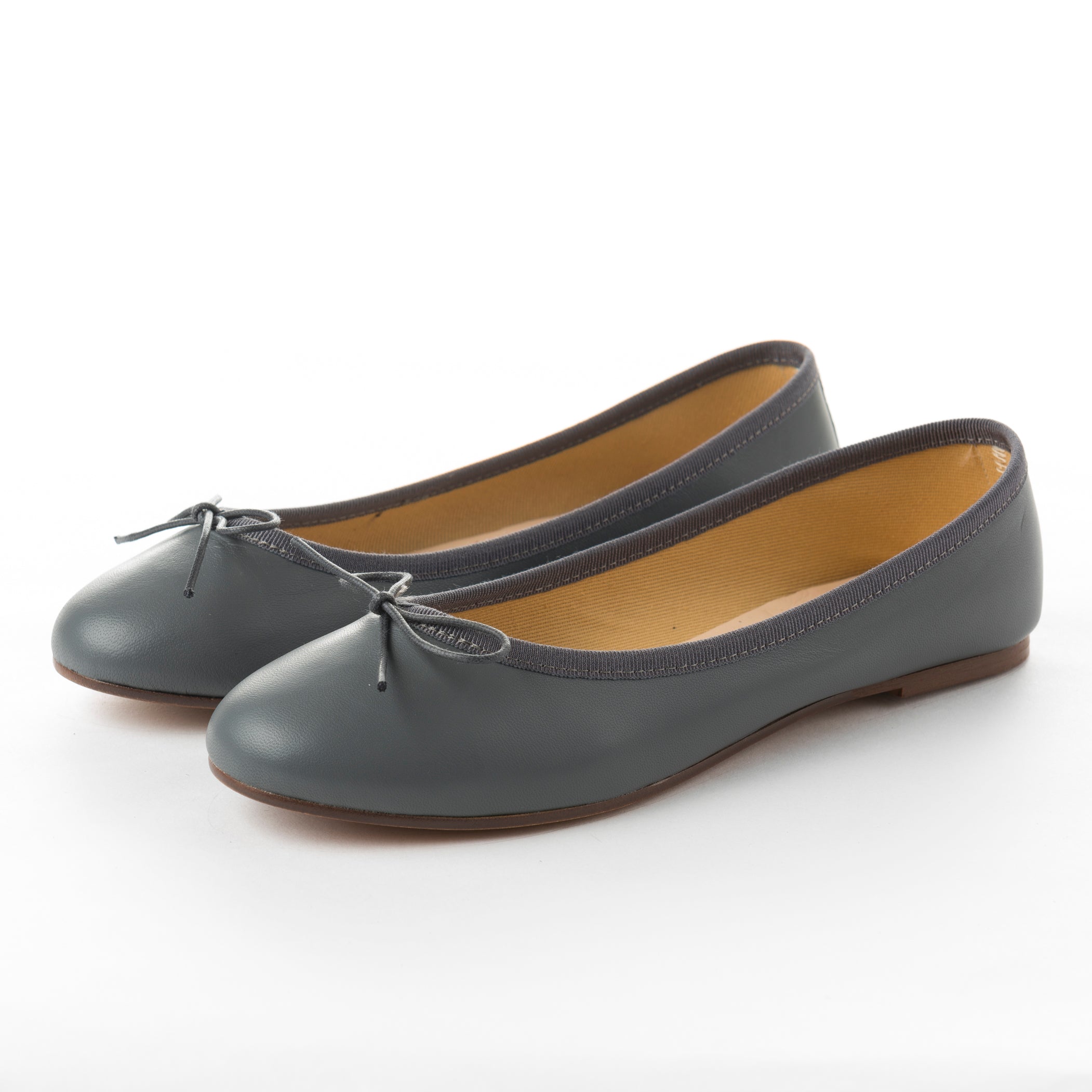 Dark grey leather ballet flats