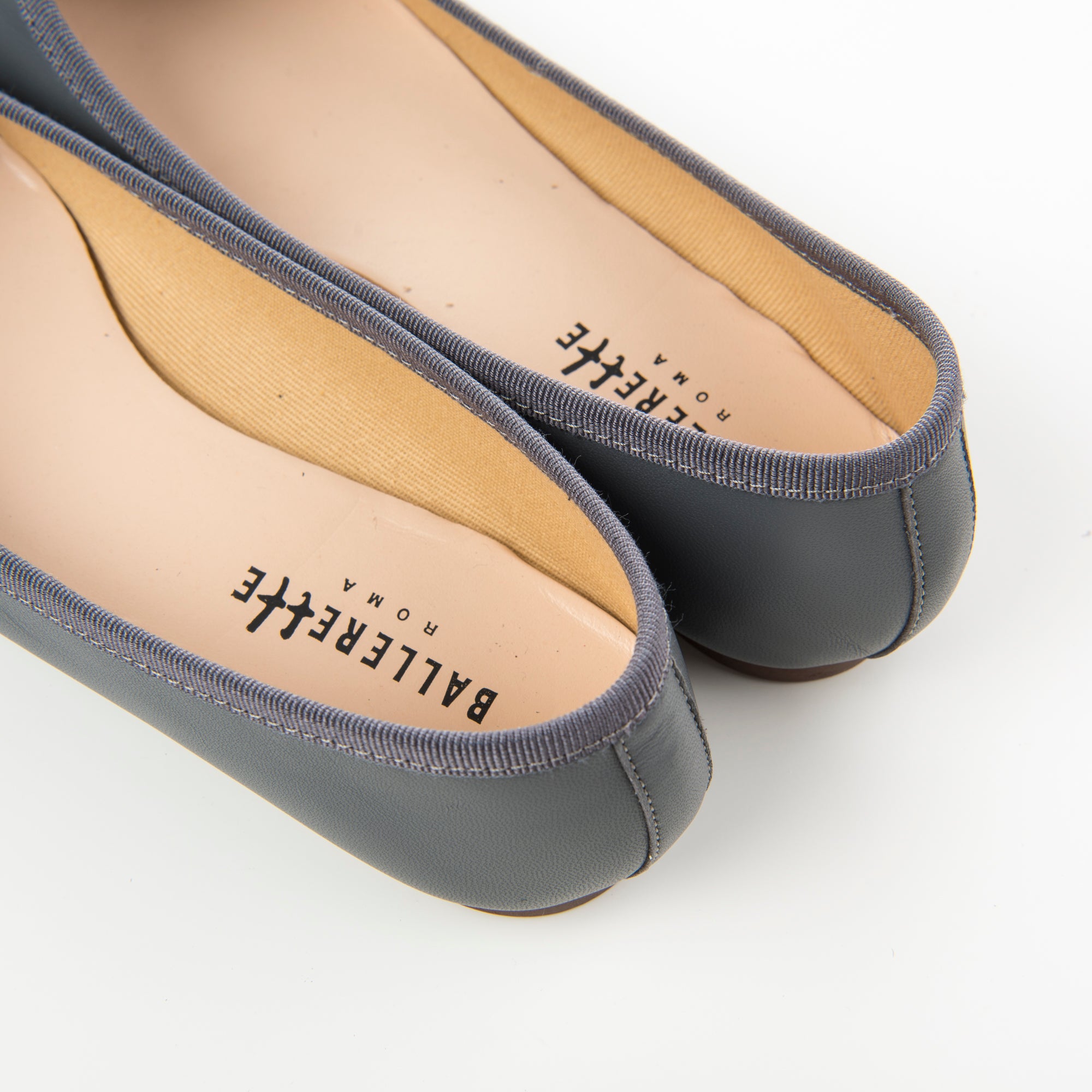 Dark grey leather ballet flats