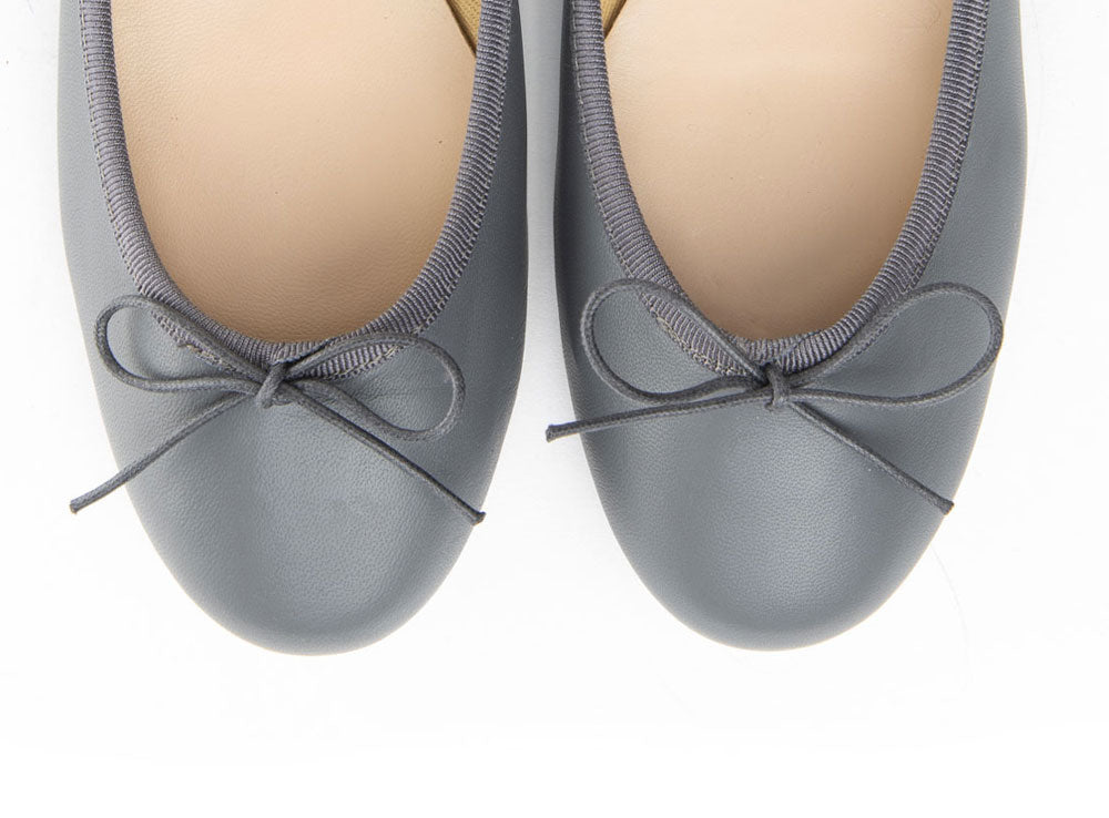 Dark grey leather ballet flats