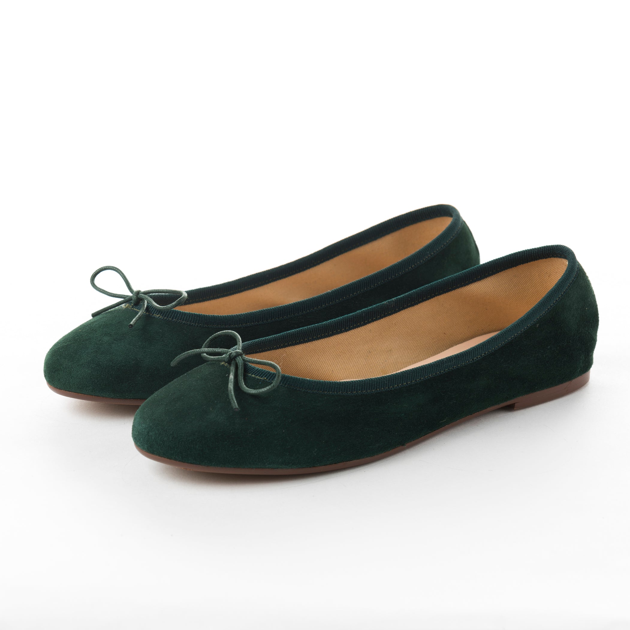 Bottle green suede ballet flats