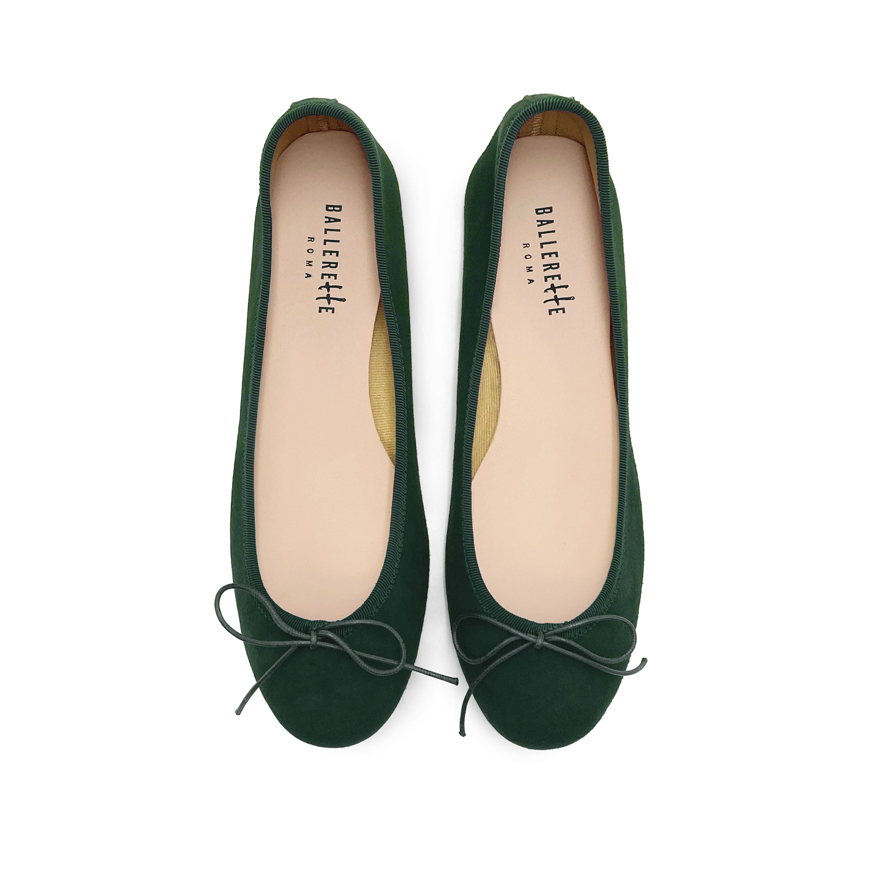 Bottle green suede ballet flats