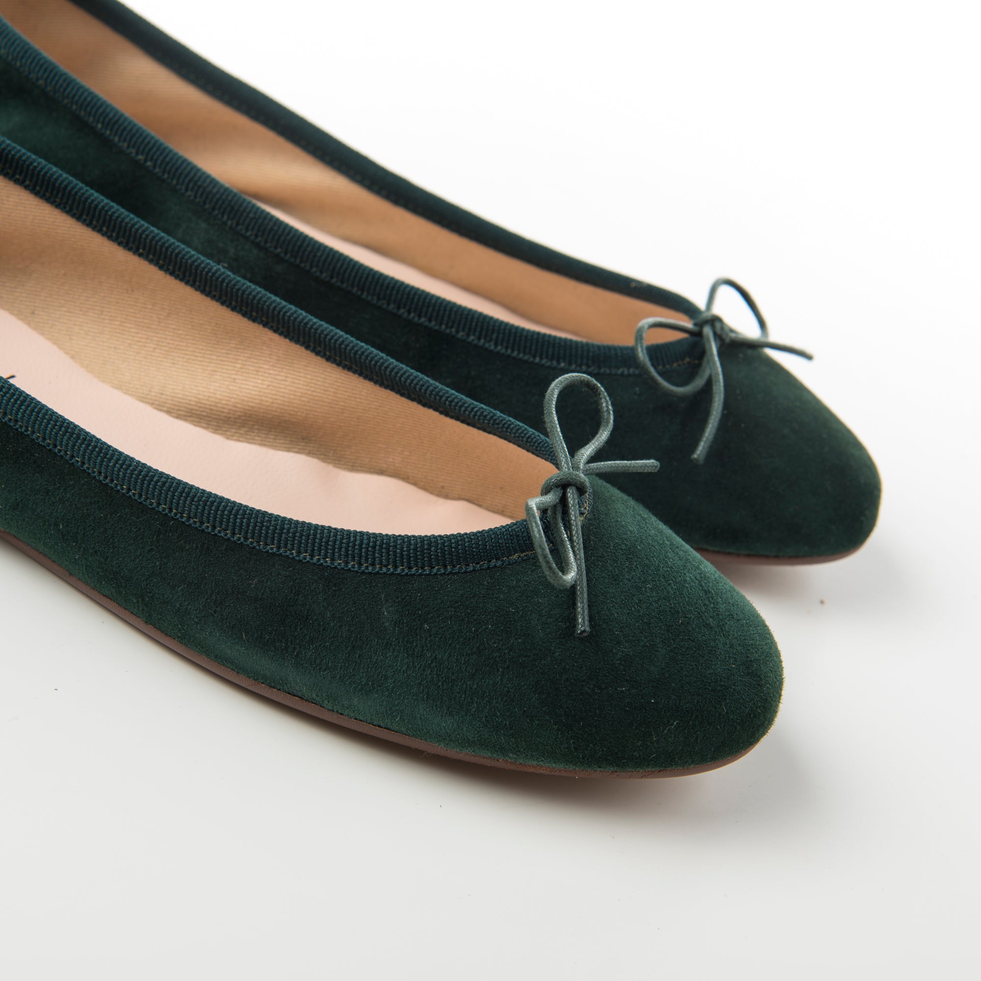 Bottle green suede ballet flats