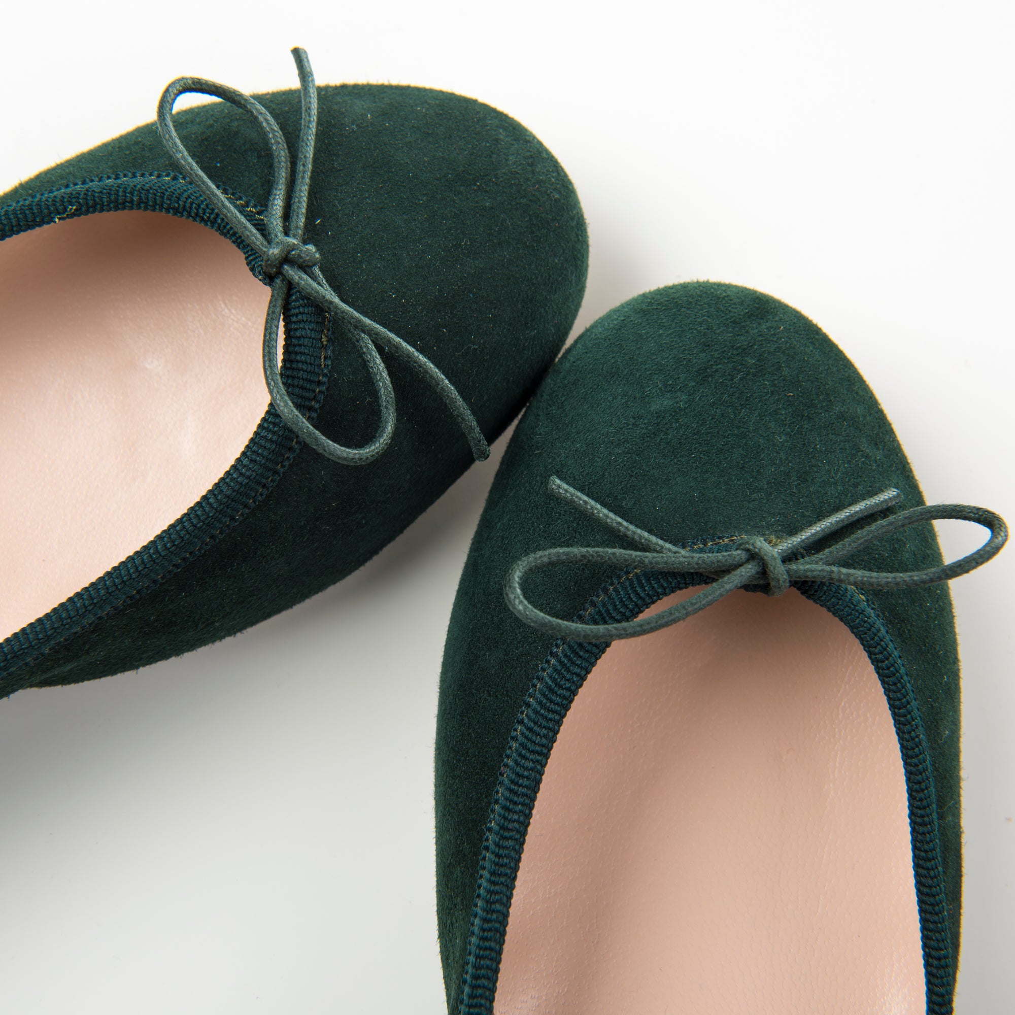 Bottle green suede ballet flats