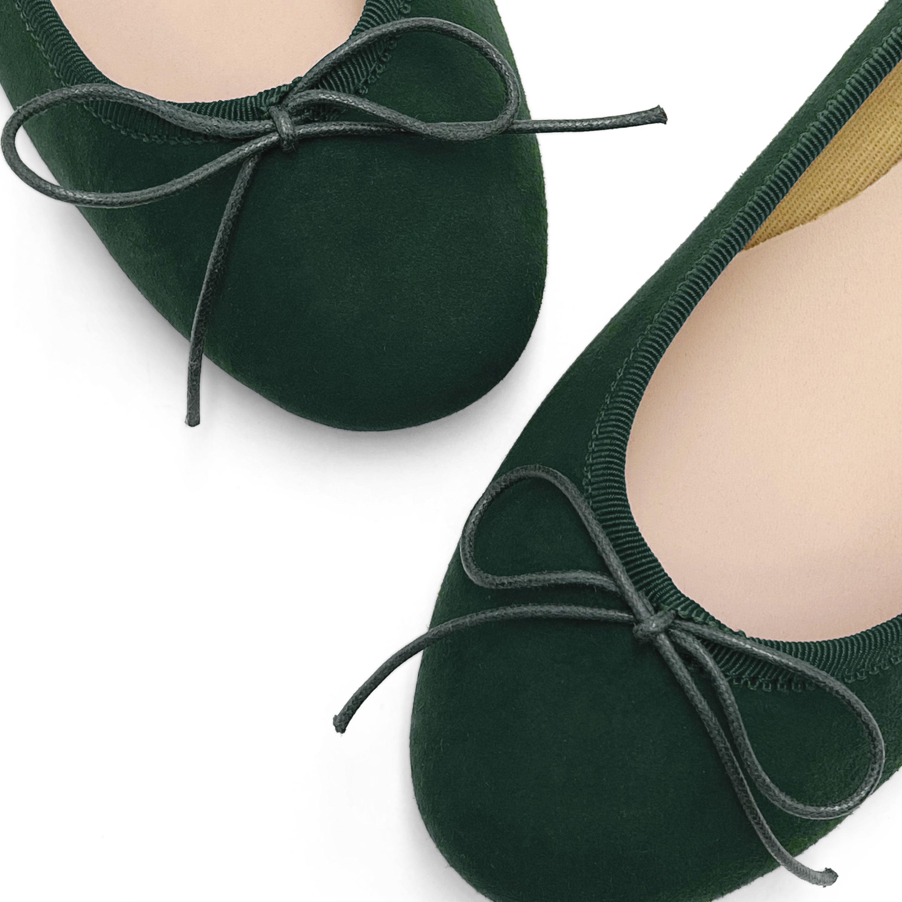Bottle green suede ballet flats
