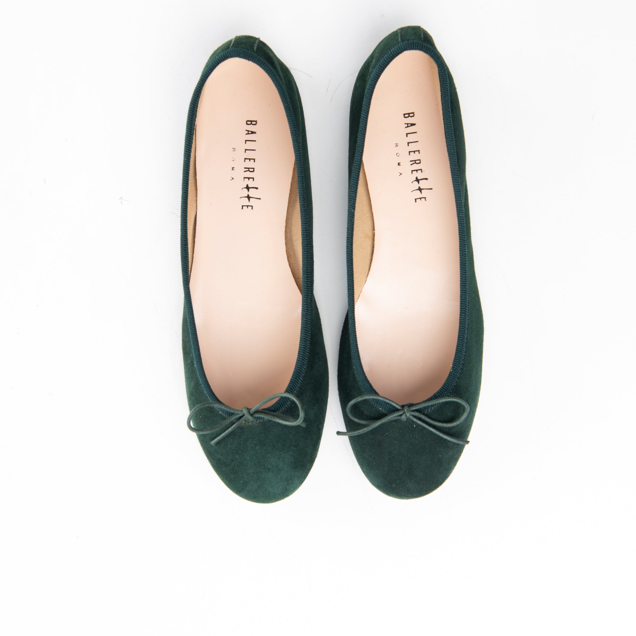 Bottle green suede ballet flats