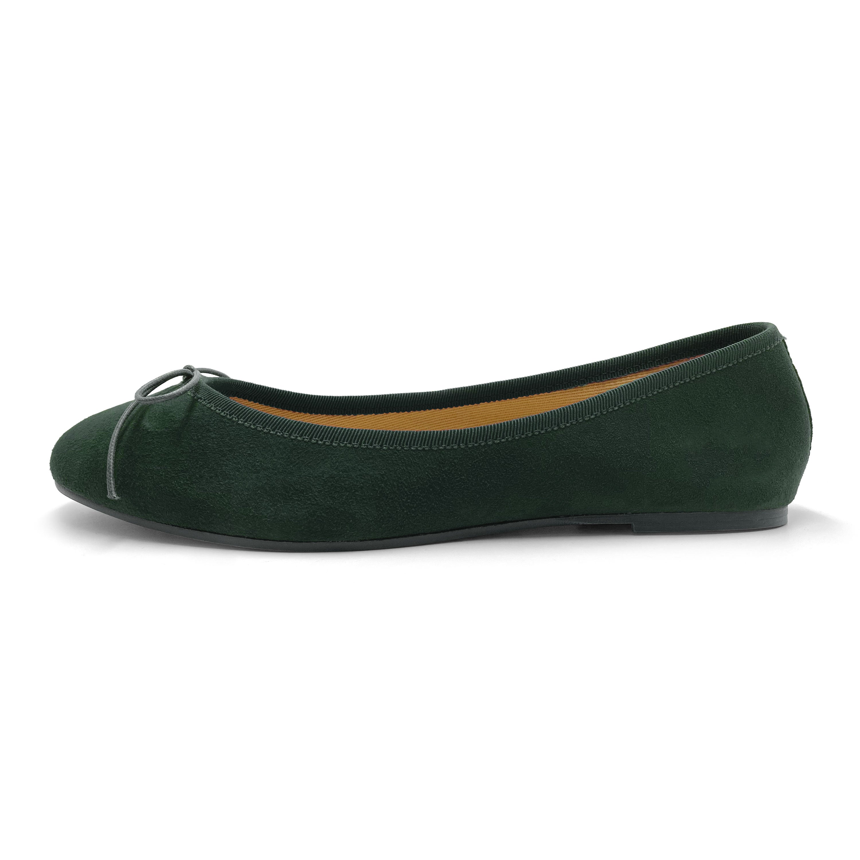 Bottle green suede ballet flats