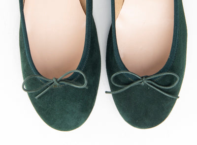 Bottle green suede ballet flats