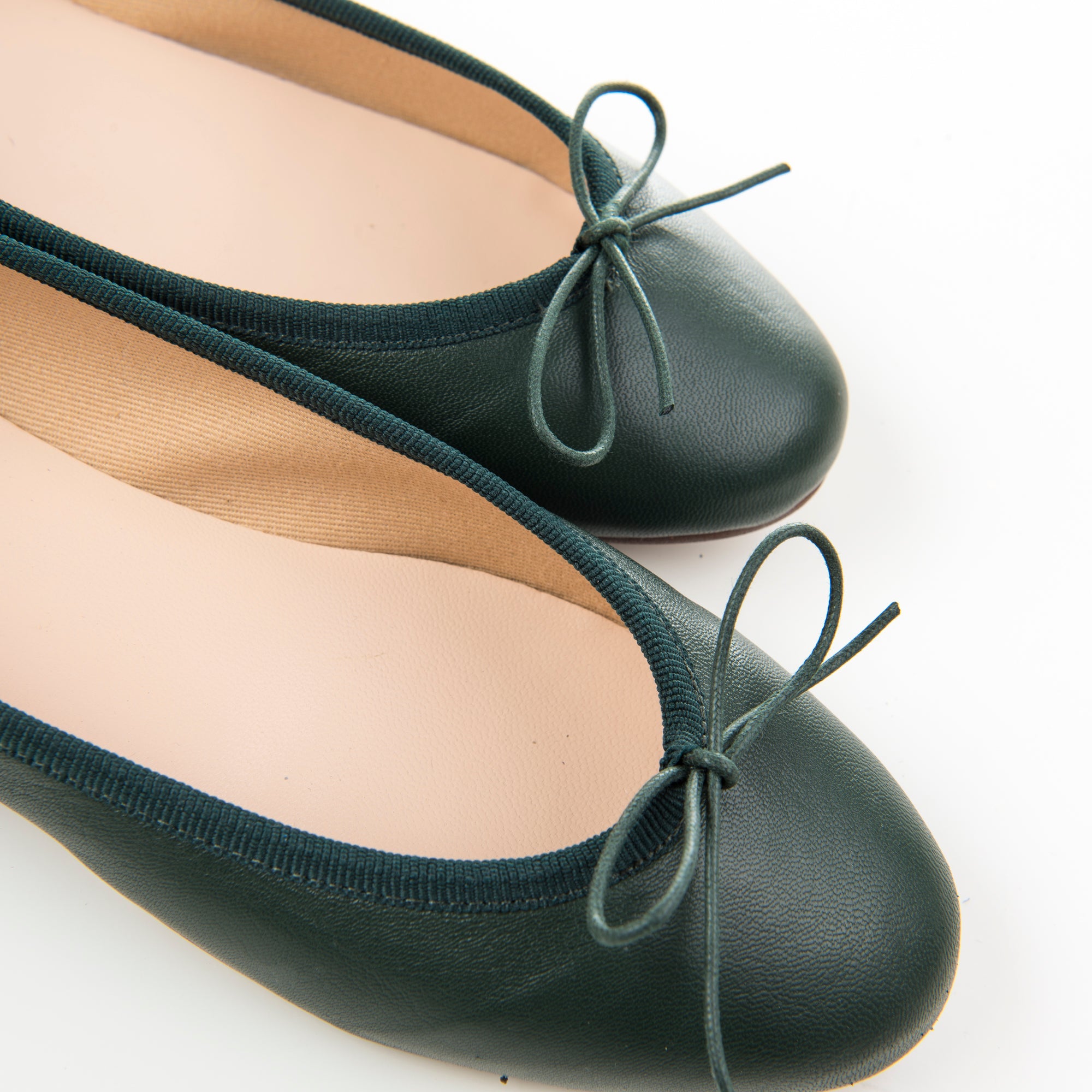 Bottle green leather ballet flats