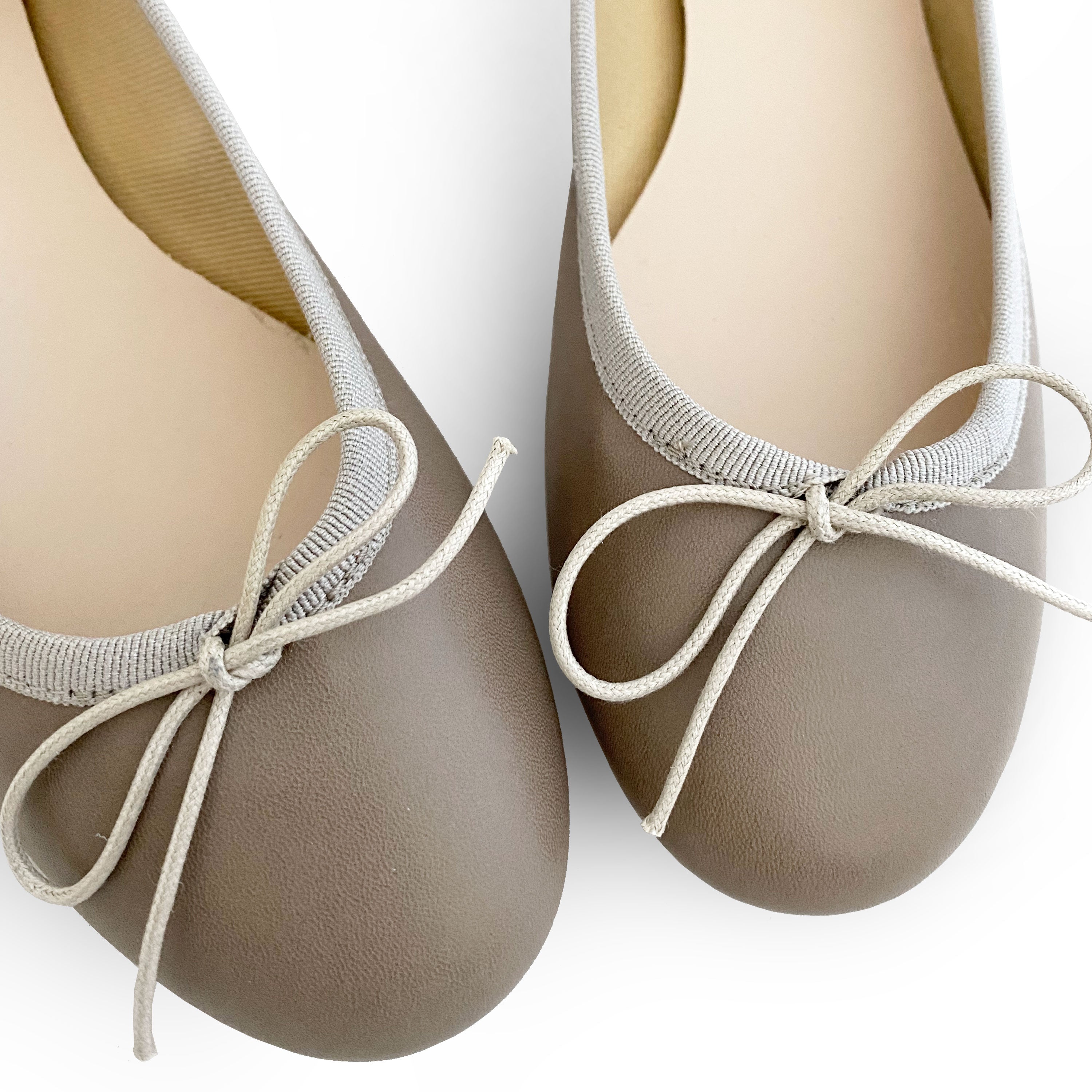 Dove gray leather ballet flats