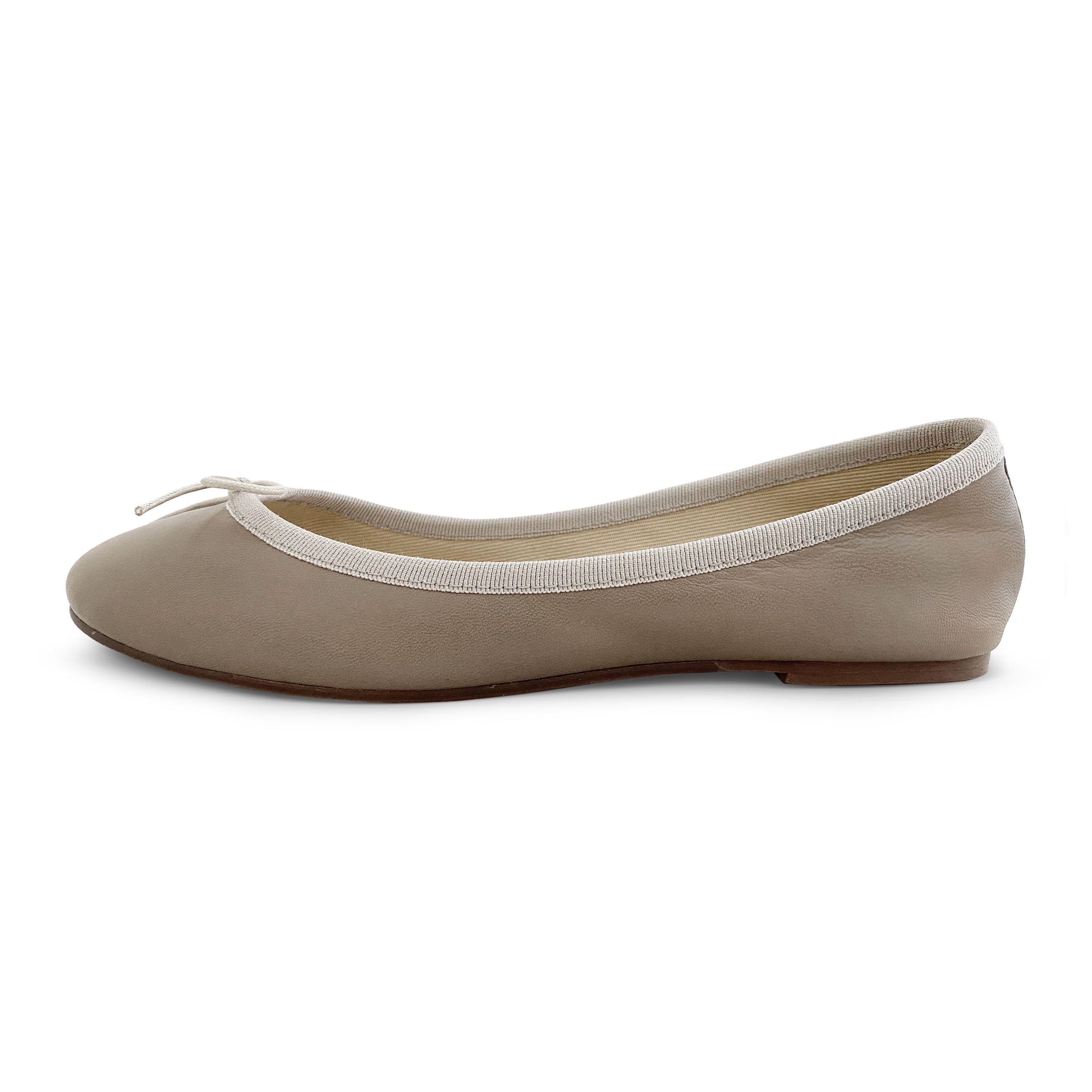 Dove gray leather ballet flats