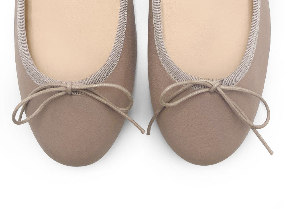 Dove gray leather ballet flats