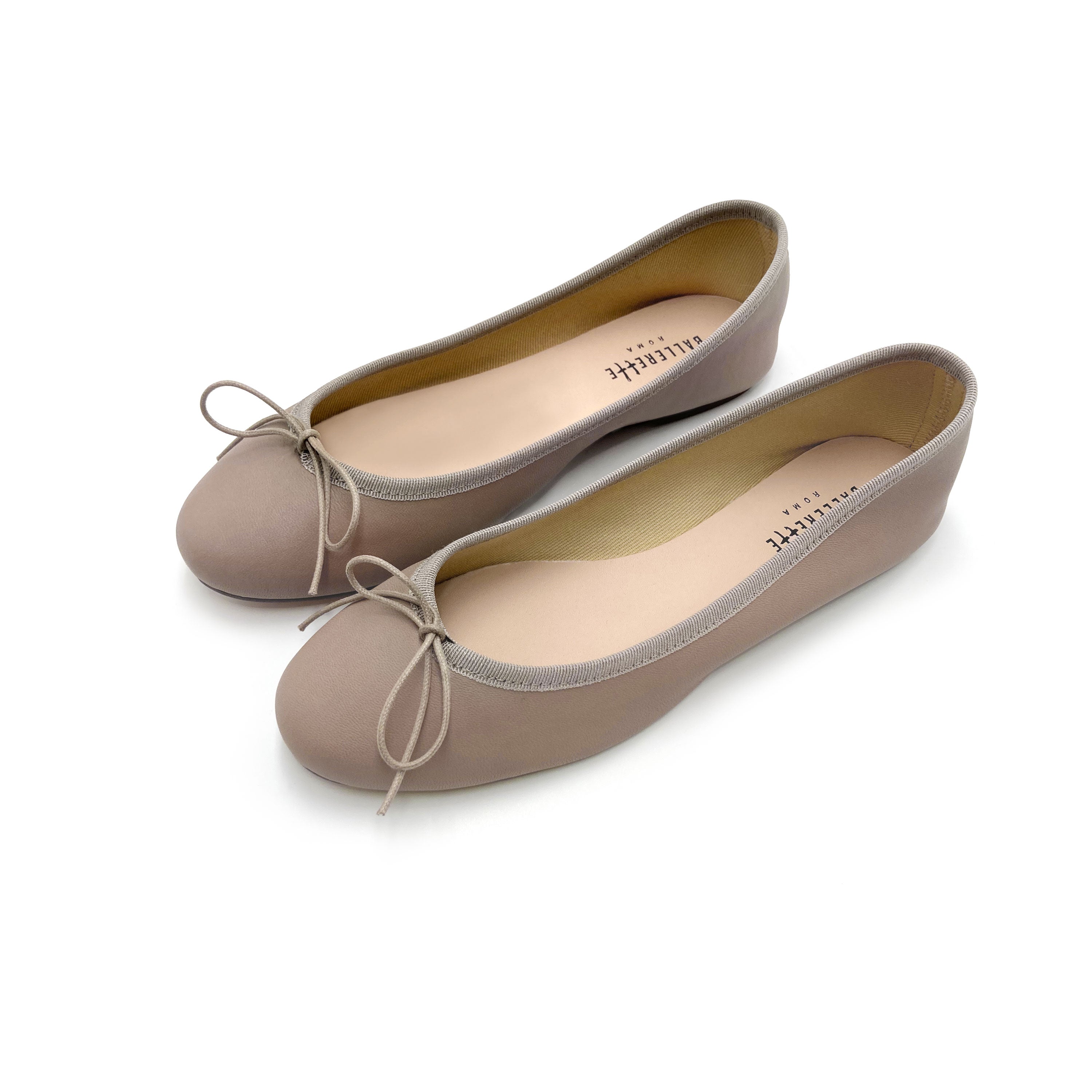 Dove gray leather ballet flats