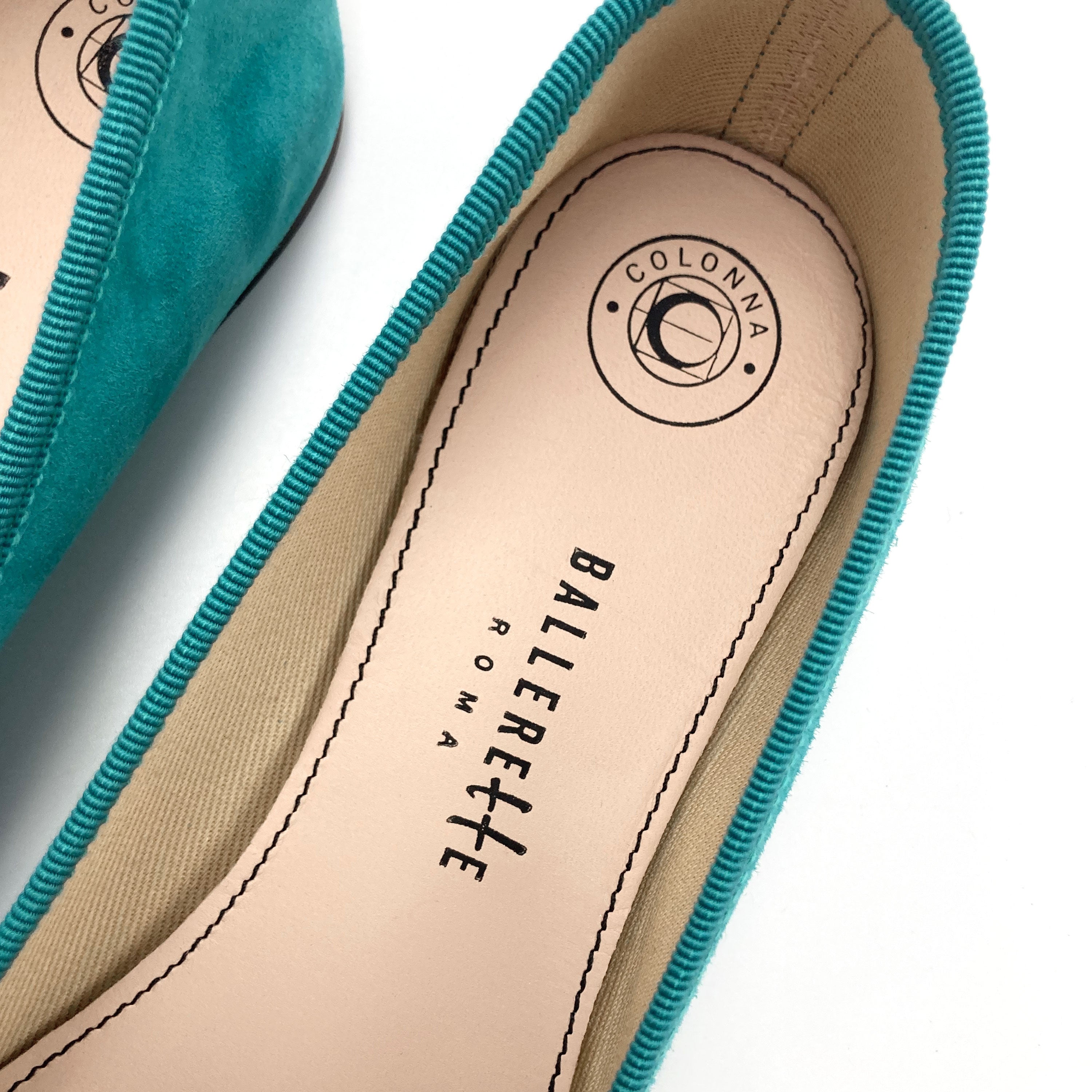 Peacock blue suede ballet flats