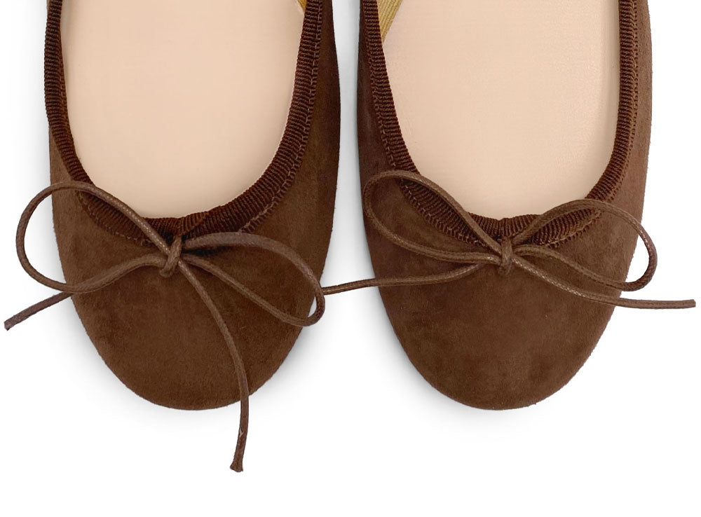 Dark brown suede ballet flats