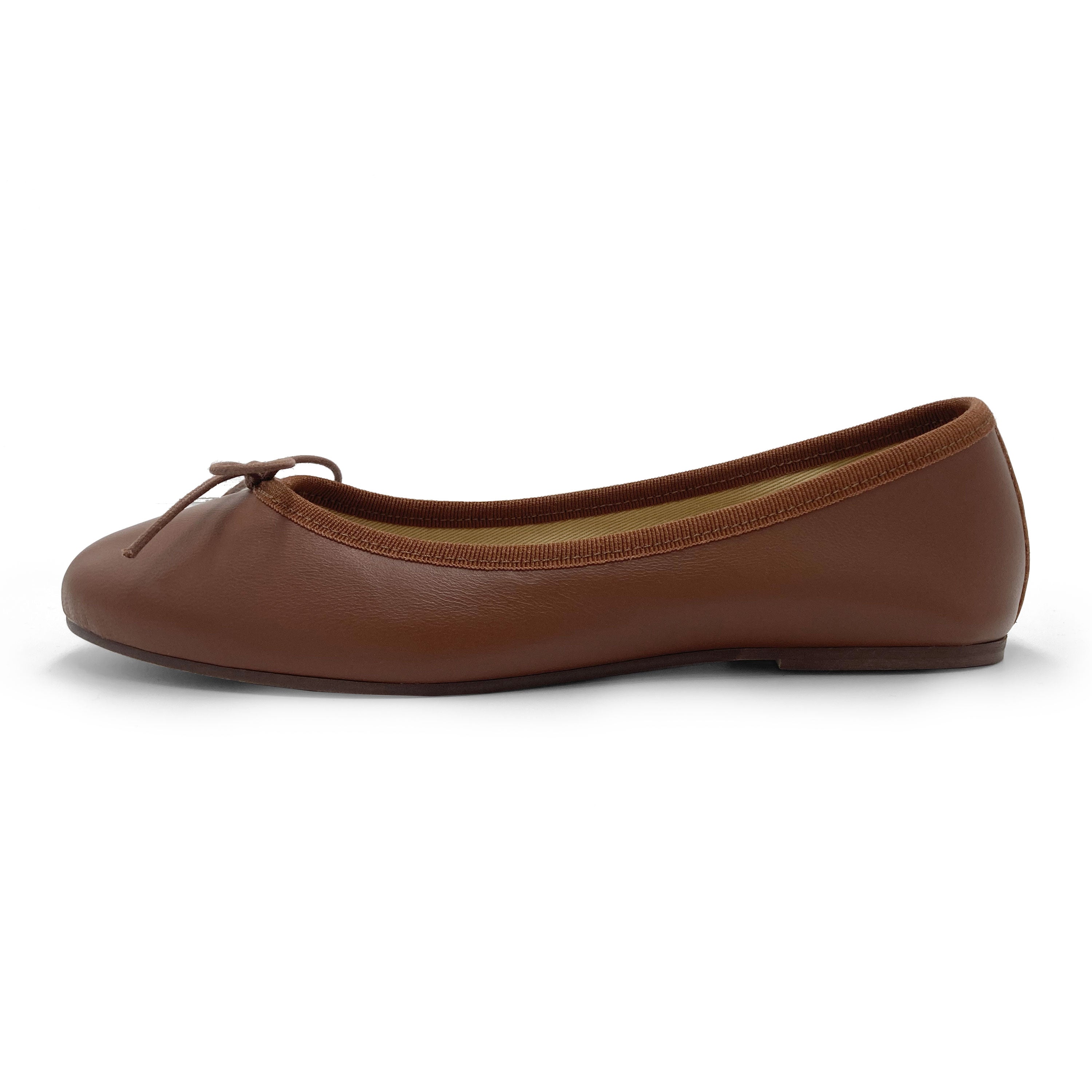 Chocolate Brown Leather Ballet Flats