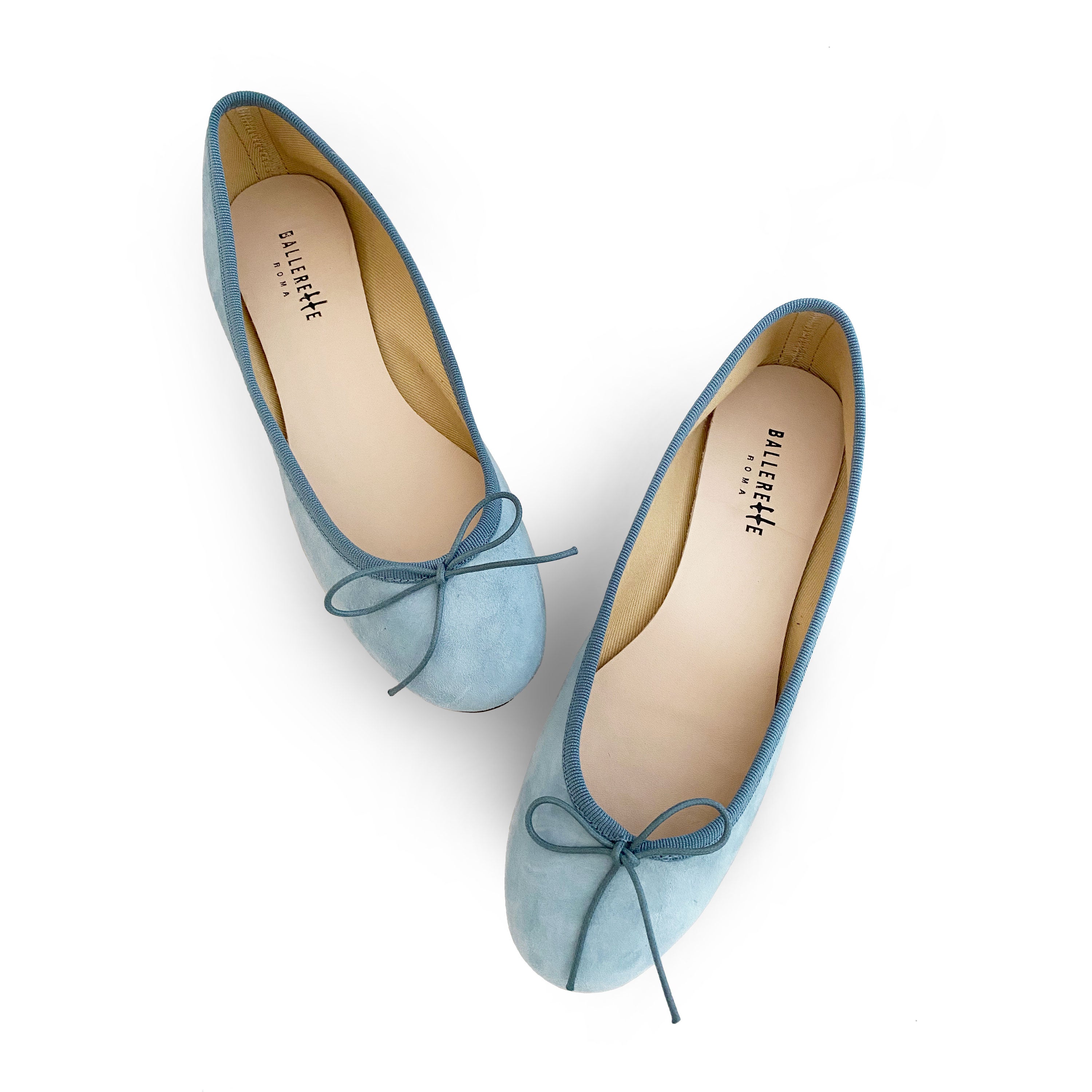 Powder blue color suede ballet flats