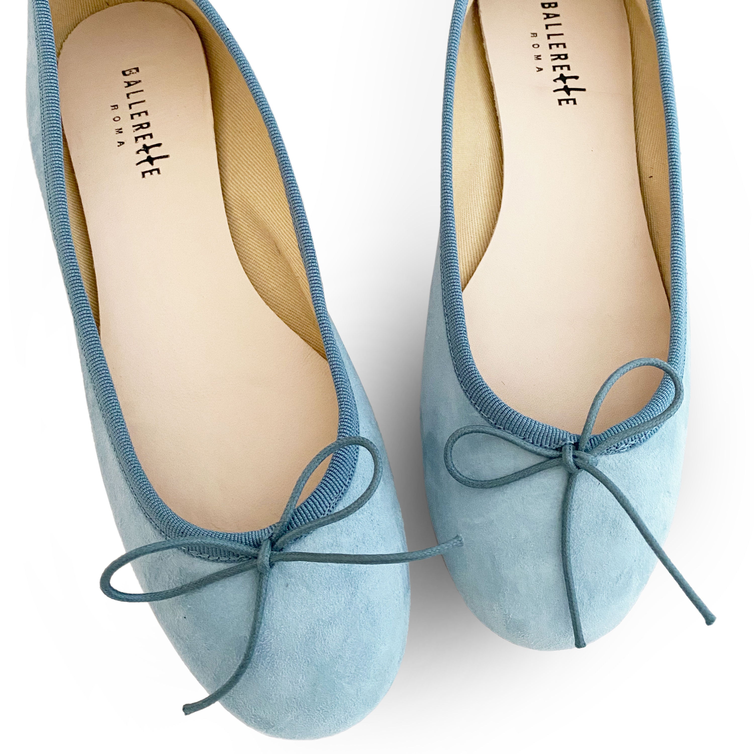 Powder blue color suede ballet flats