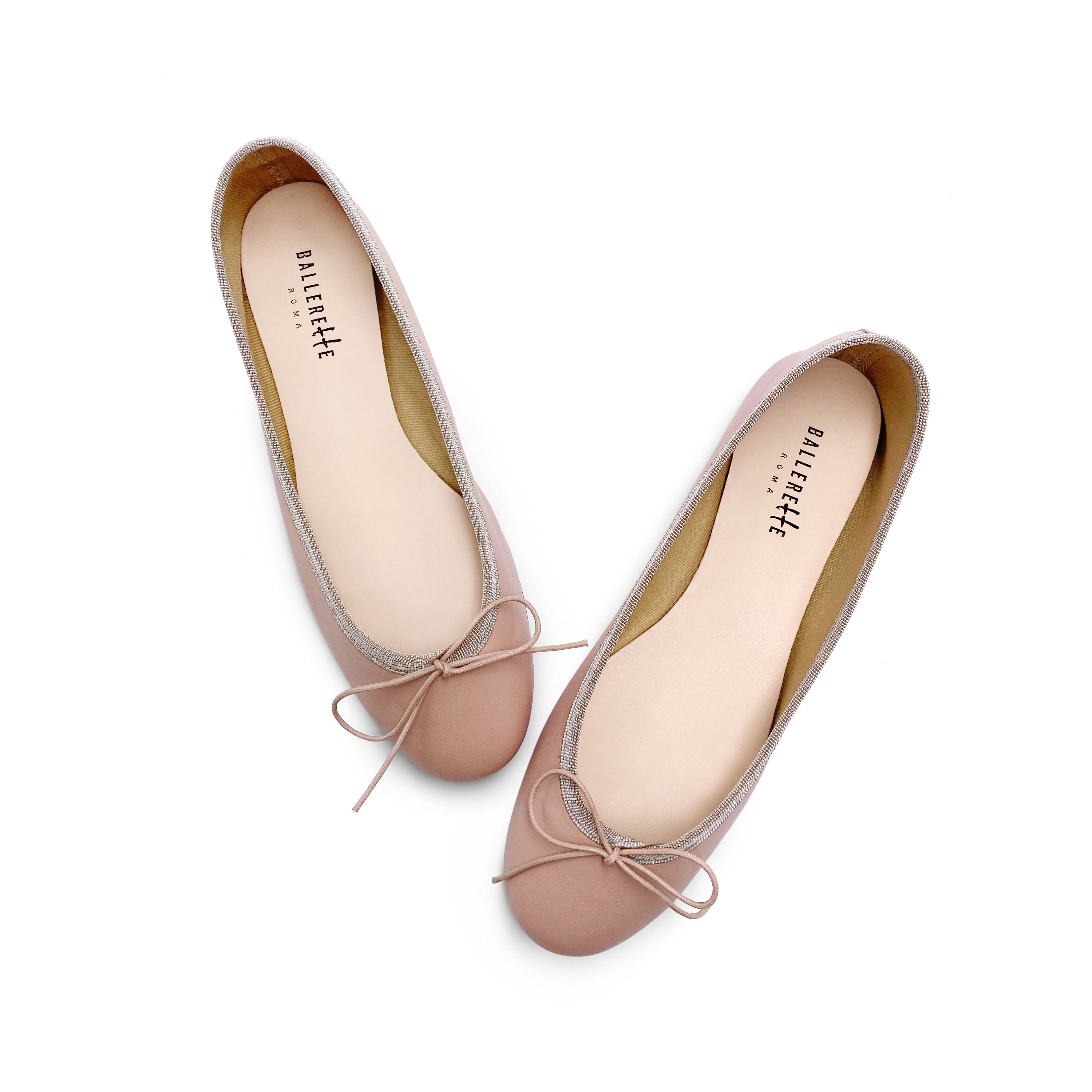 Antique pink leather ballet flats